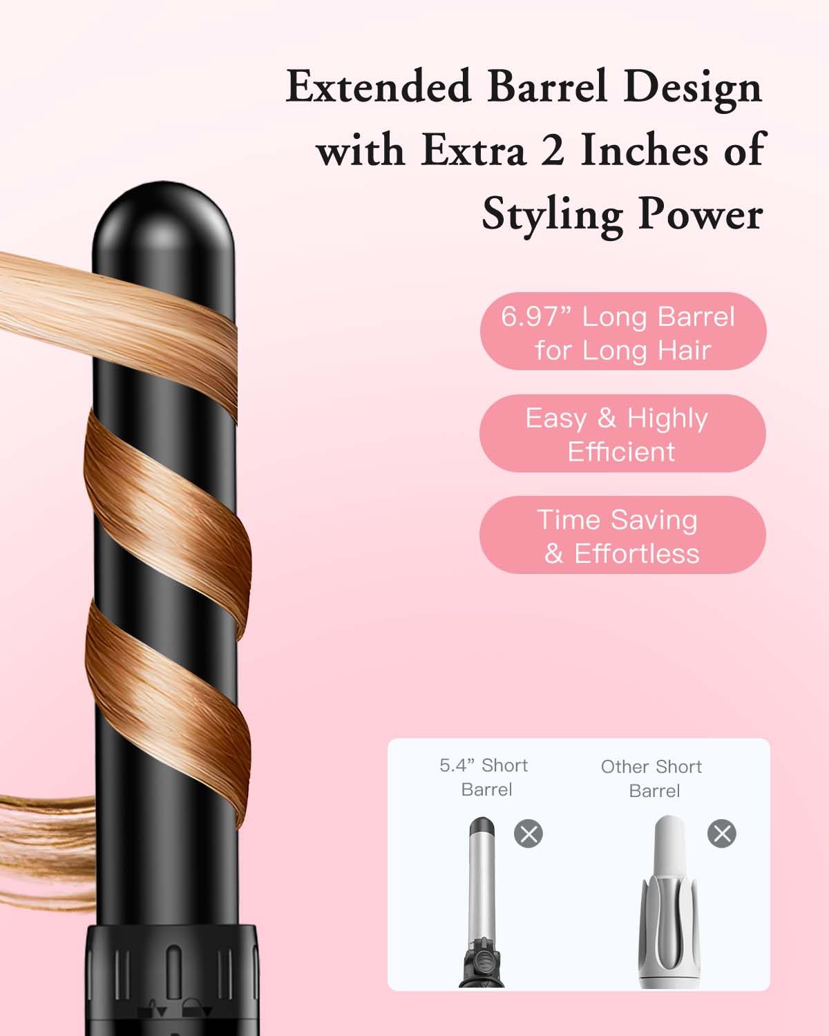 BESTOPE PRO Hair Curler 6-in-1 Curling Wand Set, Curling Iron with 2 Temperature Control, Curling Tongs with Heat-Resistant Glove and 2 Hair Clips
