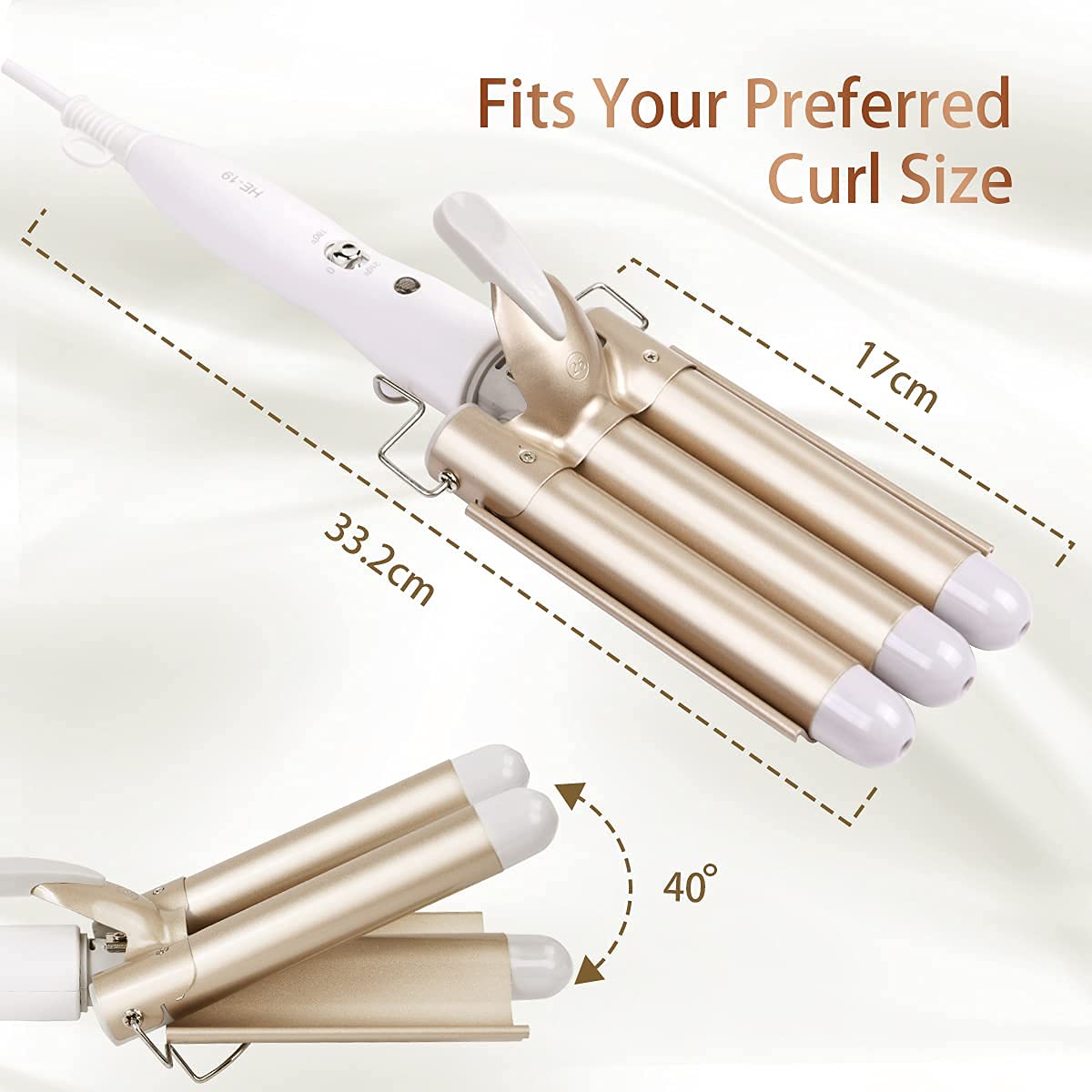 flintronic Hair Curler, 3 Barrels Curler Ceramic Curling Iron Wand Hair Wavers with Two Gear Temperature Control, 25mm Curling Tongs Crimping Bubble Styling Tool