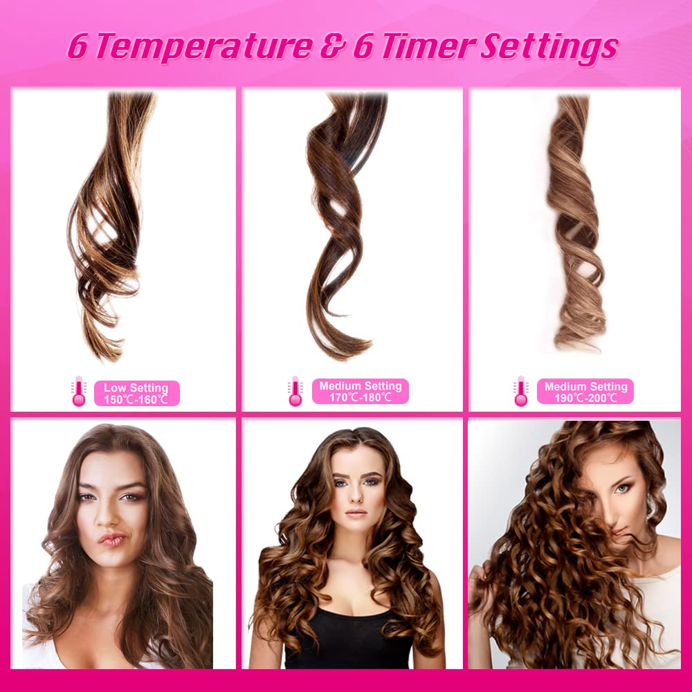 SevenPanda Hair Curler,Rotating Curling Tongs, Curling Iron, Cordless Auto Curler Restriction with Built-in Rechargeable Battery, Ceramic Professional Hair Curler USB Charging and Portable