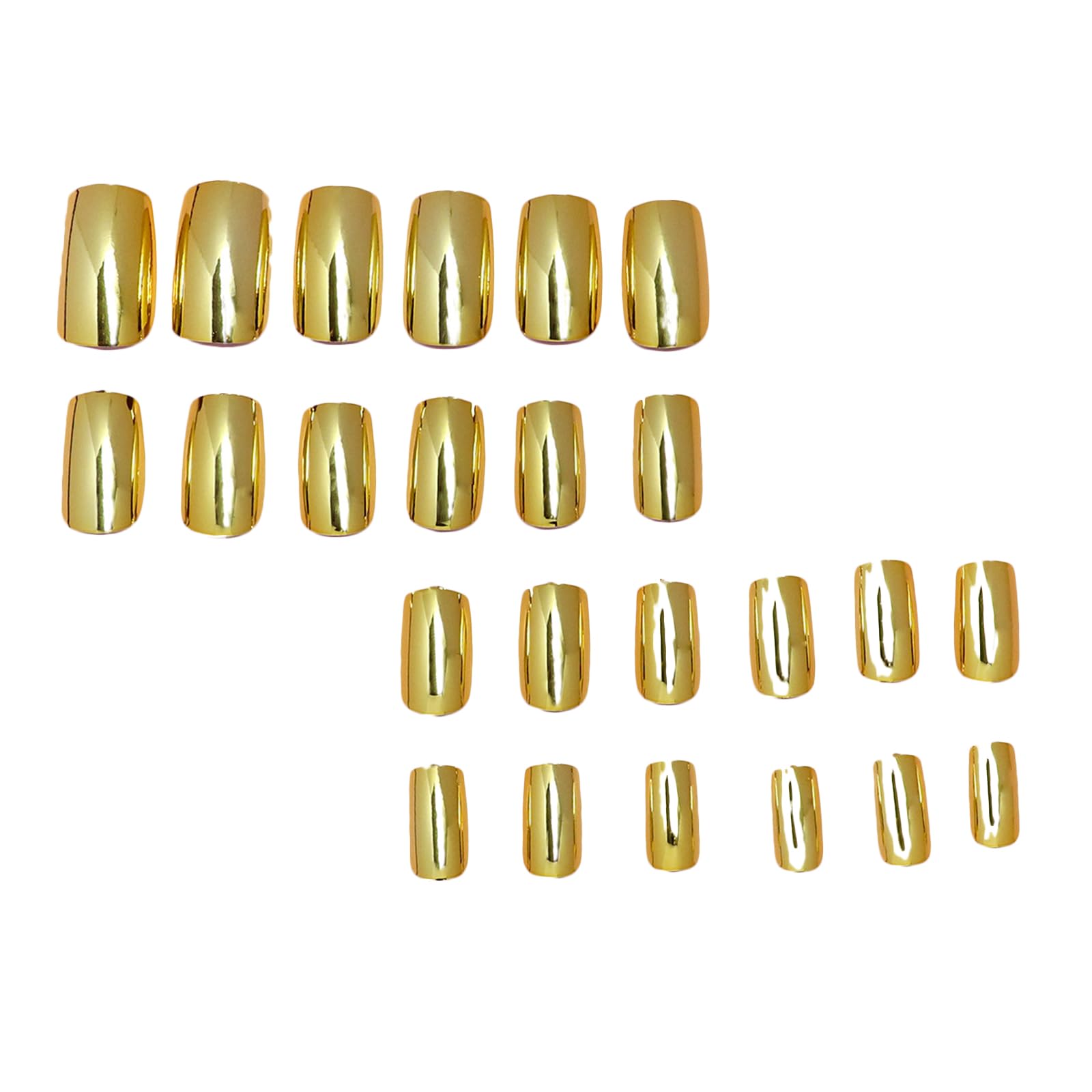 24pcs Short Square False Nails Metallic Gold Stick on Nails Mirror Effect Press on Nails Removable Glue on Nails Full Cover Fake Nails Set Women Bridal Nail Art Accessories