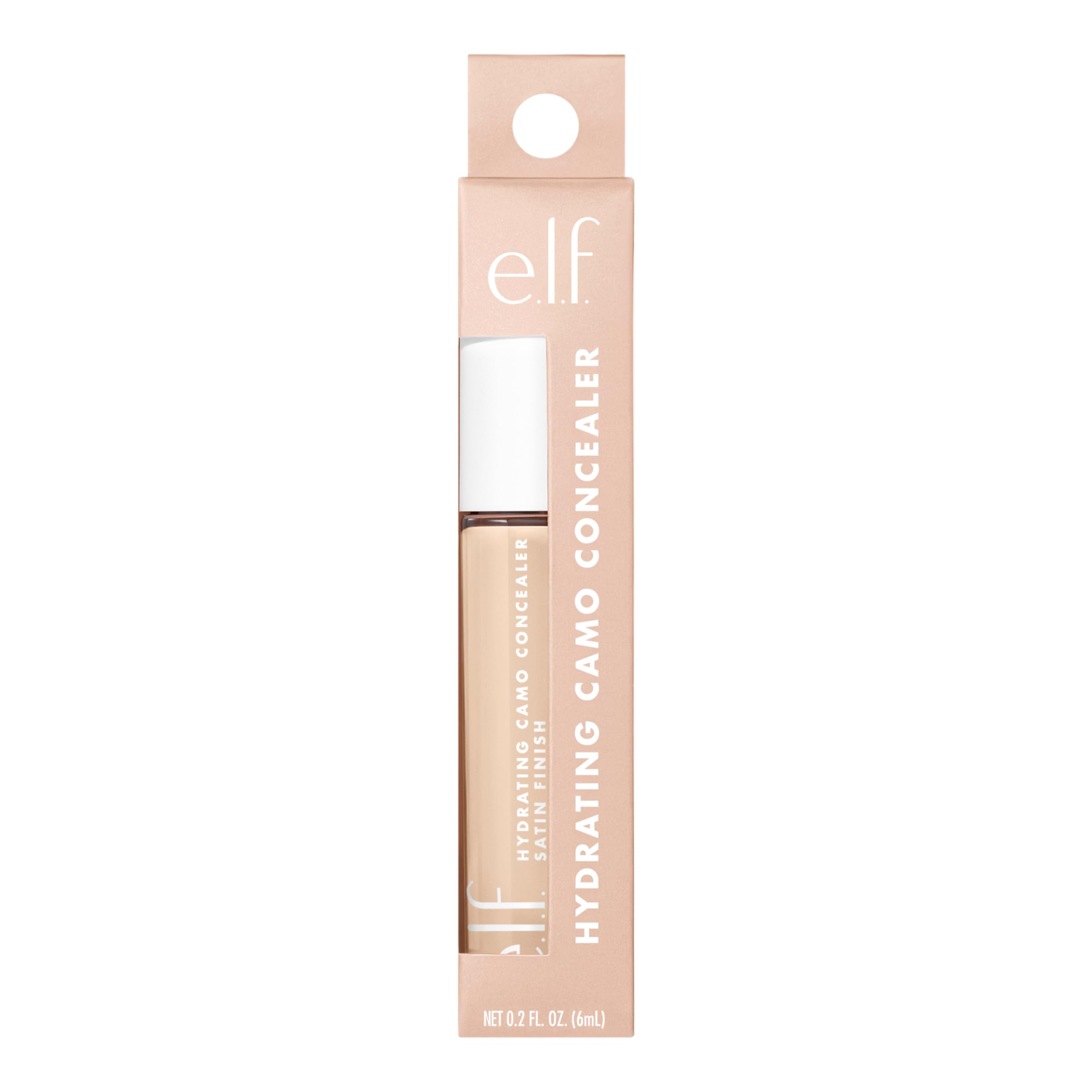 e.l.f., Hydrating Camo Concealer, Lightweight, Full Coverage, Long Lasting, Conceals, Corrects, Covers, Hydrates, Highlights, Light Ivory, Satin Finish, 25 Shades, All-Day Wear, 0.20 Fl Oz