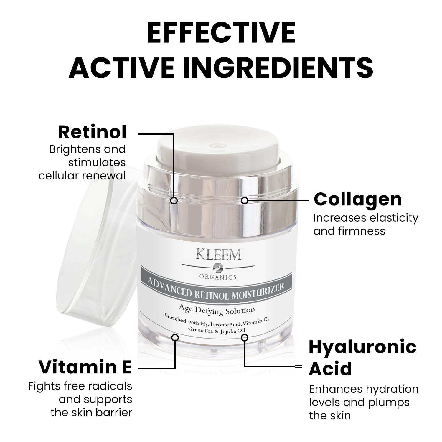 KLEEM ORGANICS Retinol Face Cream with Hyaluronic Acid & Vitamin E