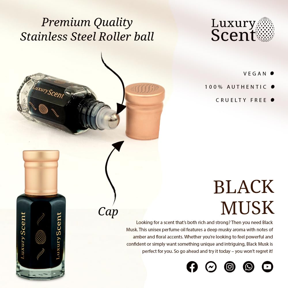 Black Musk Perfume Oil 6ml in Velvet Pouch