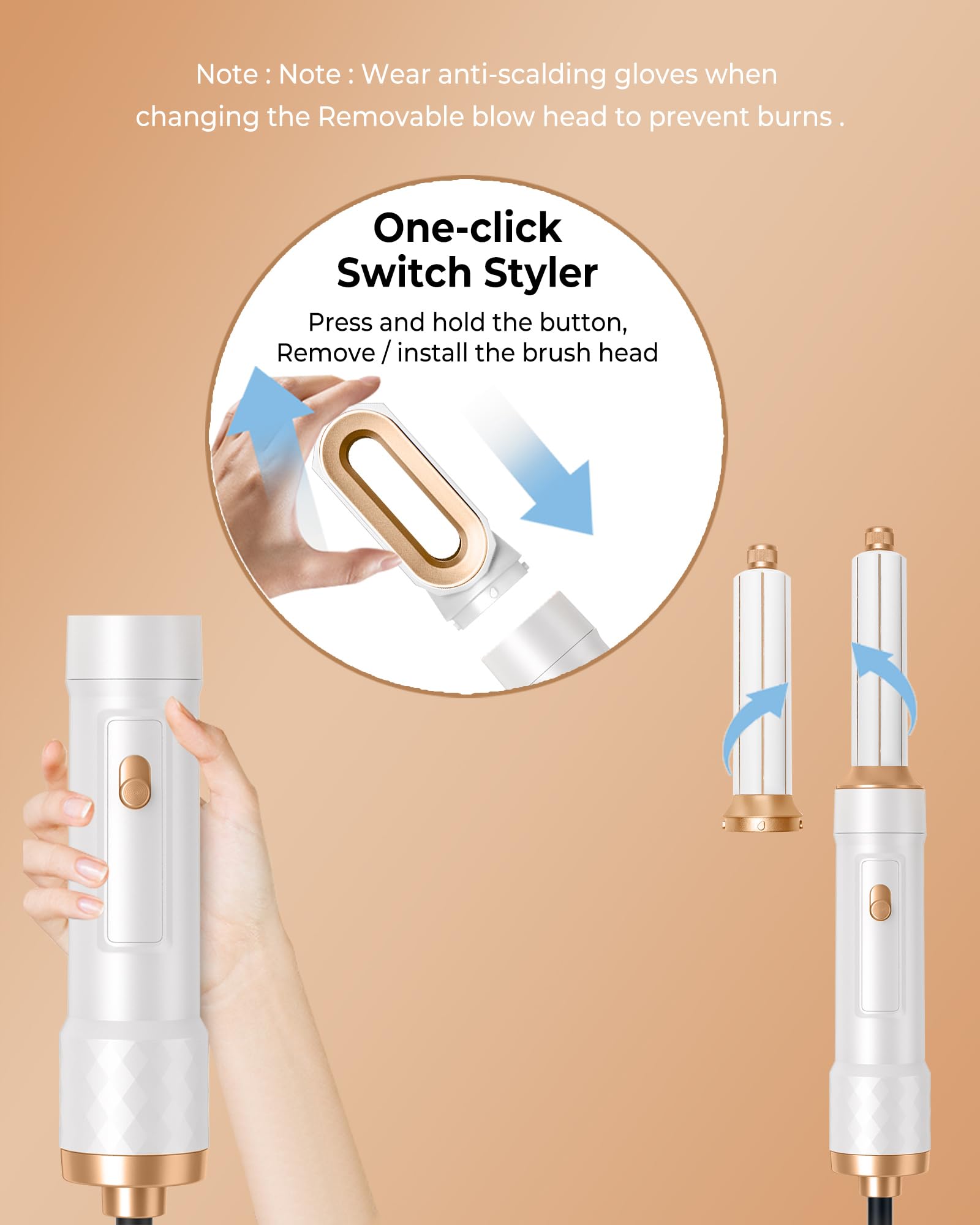 Magic Styler 5 in 1 Hair Styler, UKLISS Airstyler for Women, 1000W Hair Dryer Brush with Auto Wrap Air Curler Wand, Hair Straightener Brush, Round Brush Hair Dryer for Volumise, Curls, Style