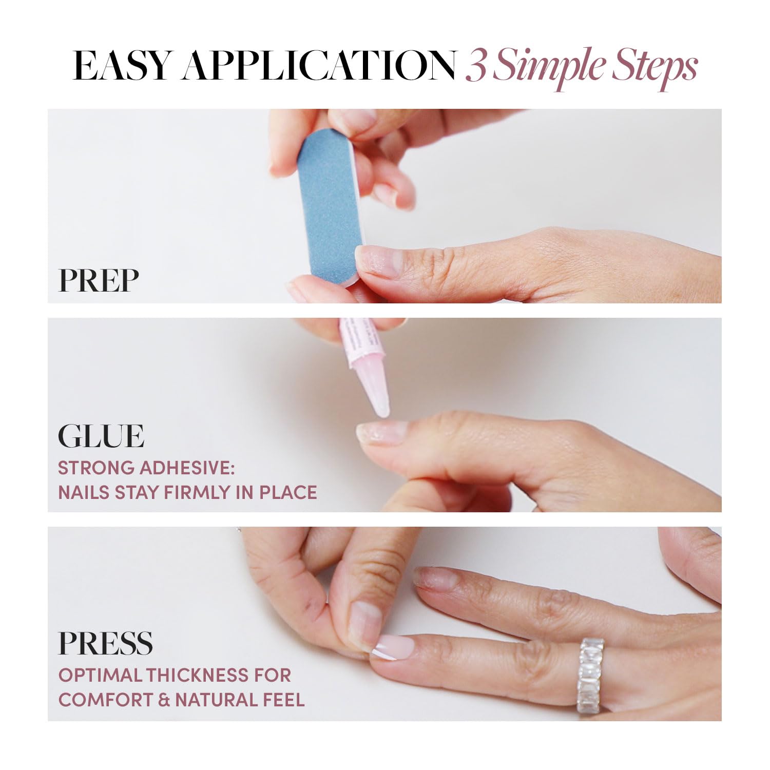 Glamnetic Press On Nails - Confetti | Semi-Transparent, Short Almond Nails, Reusable | 15 Sizes - 30 Nail Kit with Glue