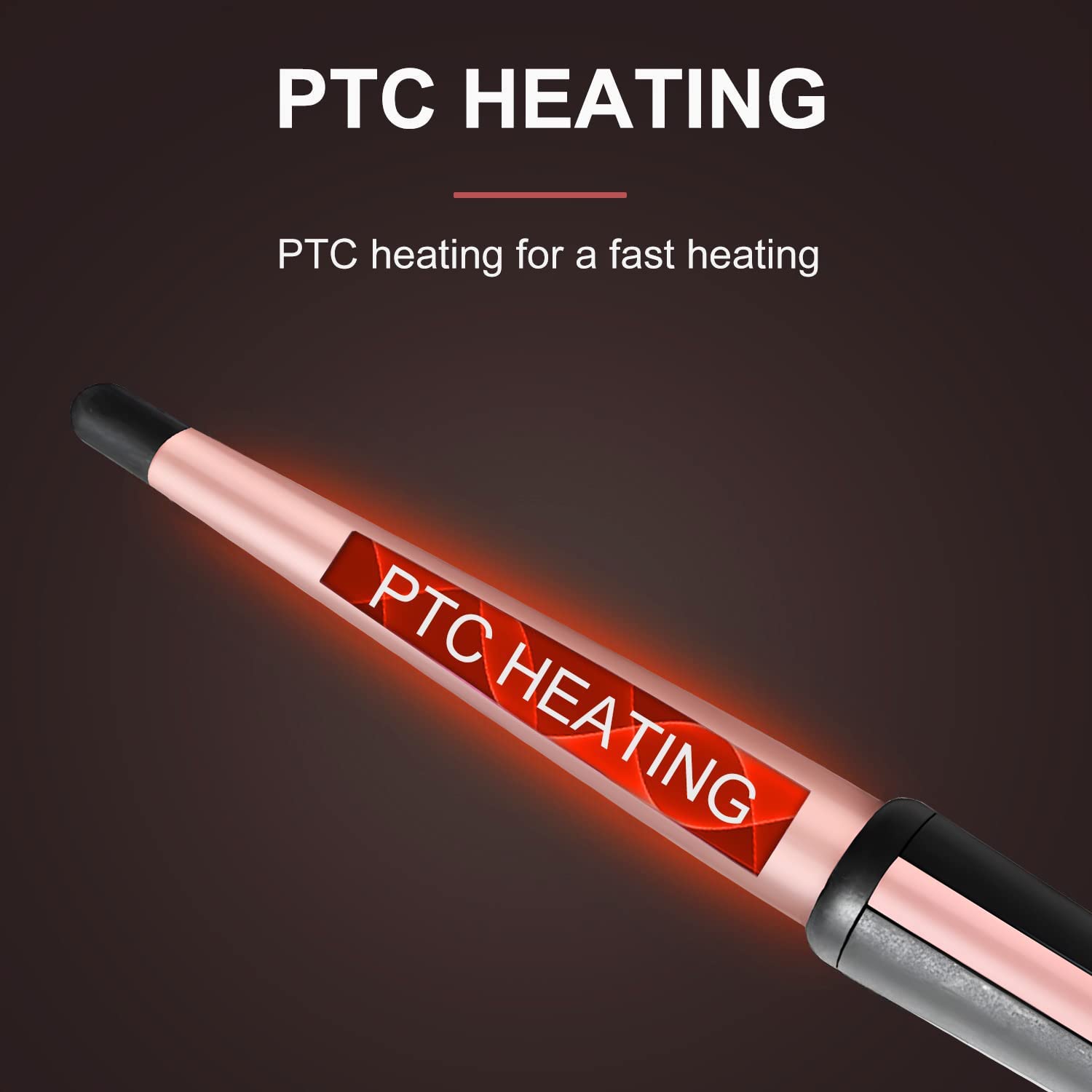 Hair Curling Wand, 13-25MM Tapered Curling Iron, Professional Ceramic Hair Curler Wand with Heat-Resistant Glove, Dual Voltage (Rose Gold)