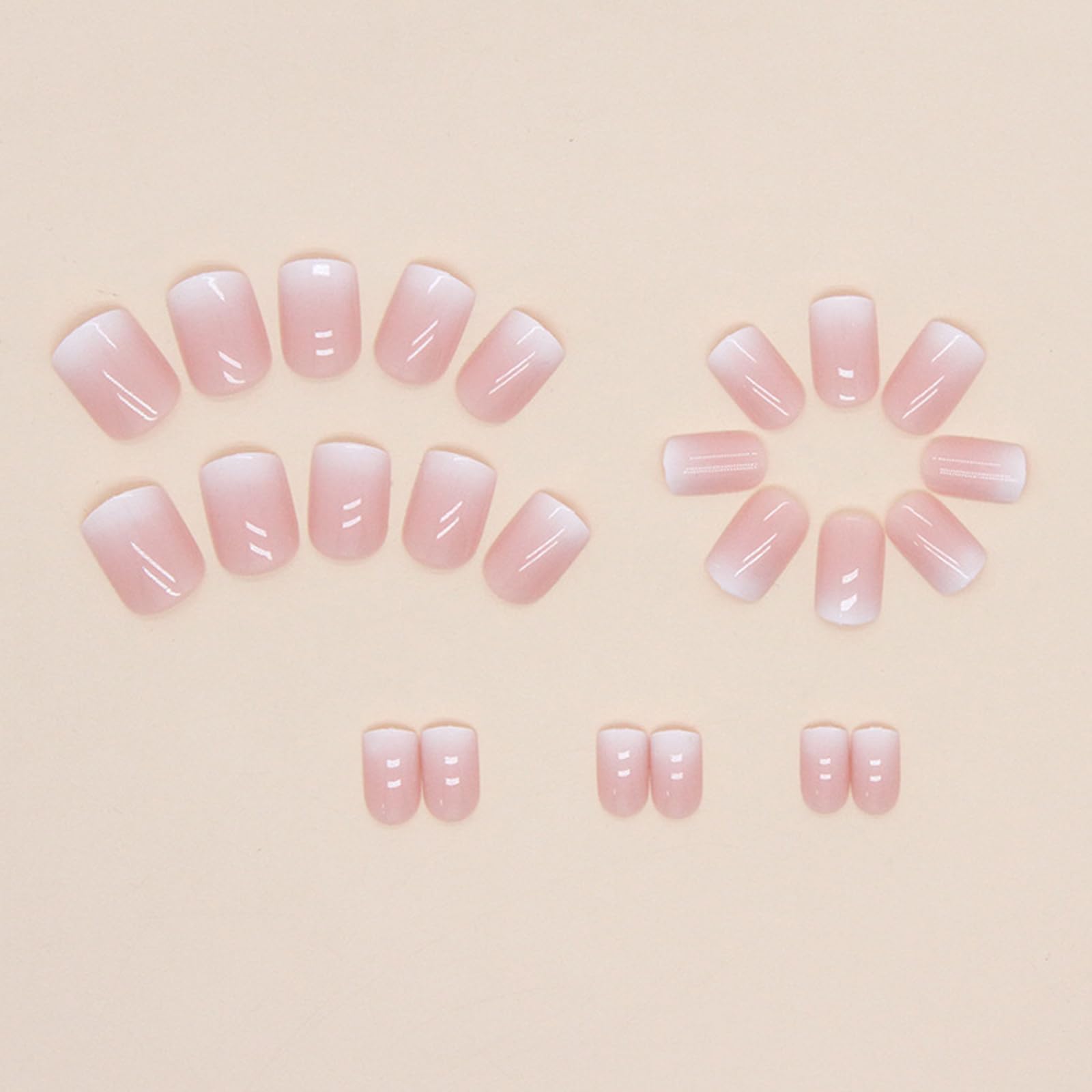 24pcs French False Nails Pink White Tip Short Square Press on Nails Gradient Acrylic Full Cover Stick on Nails with Design Elegant Fake Nails Women Girls Nail Art Accessories