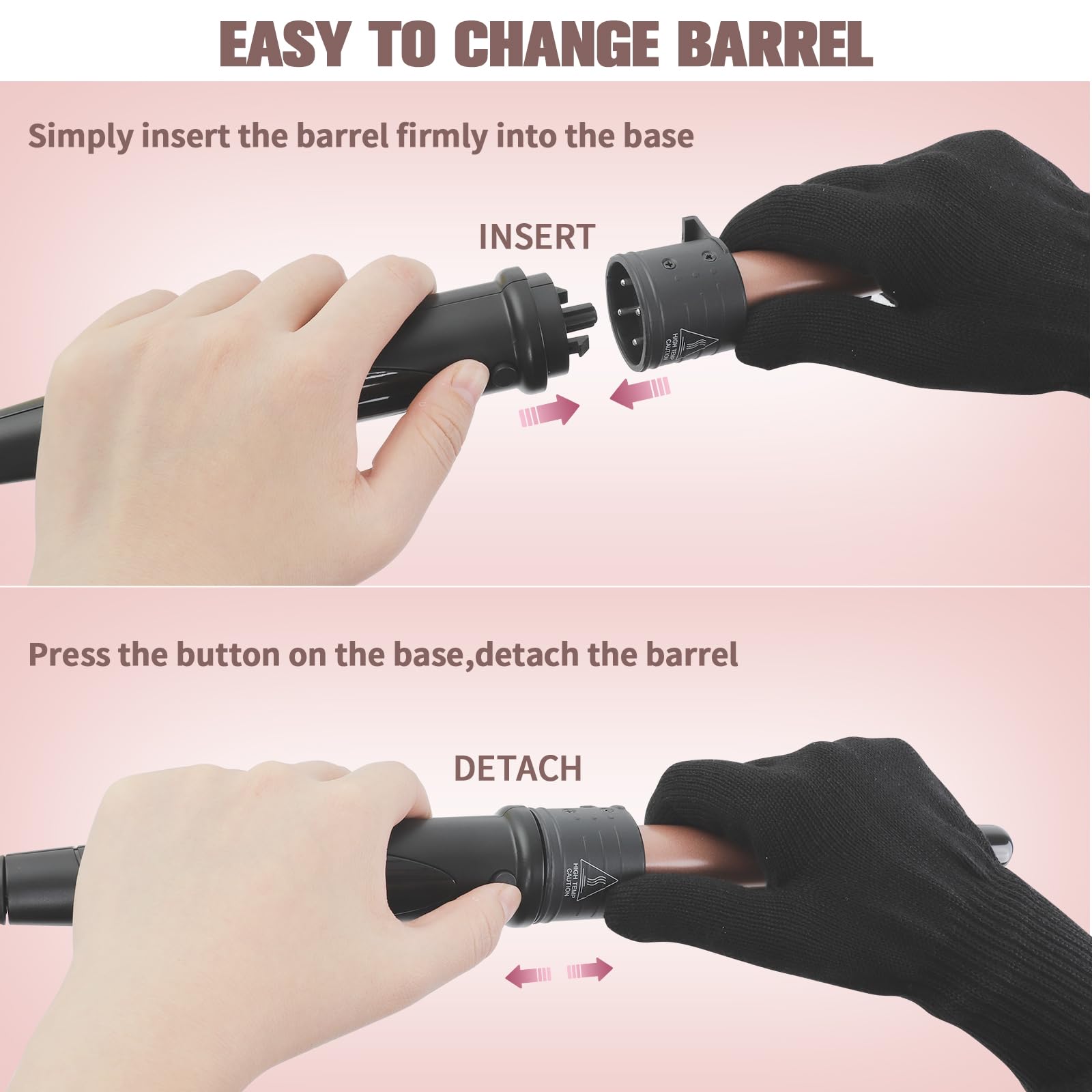 Curling Wand Curling Tongs - New Upgraded 5 in 1 Hair Curler with LCD Display and 5 Interchangeable Ceramic Barrel, Curling Iron Set for Long/Short Hair, with Adjustment Temp/Heat Resistant Glove