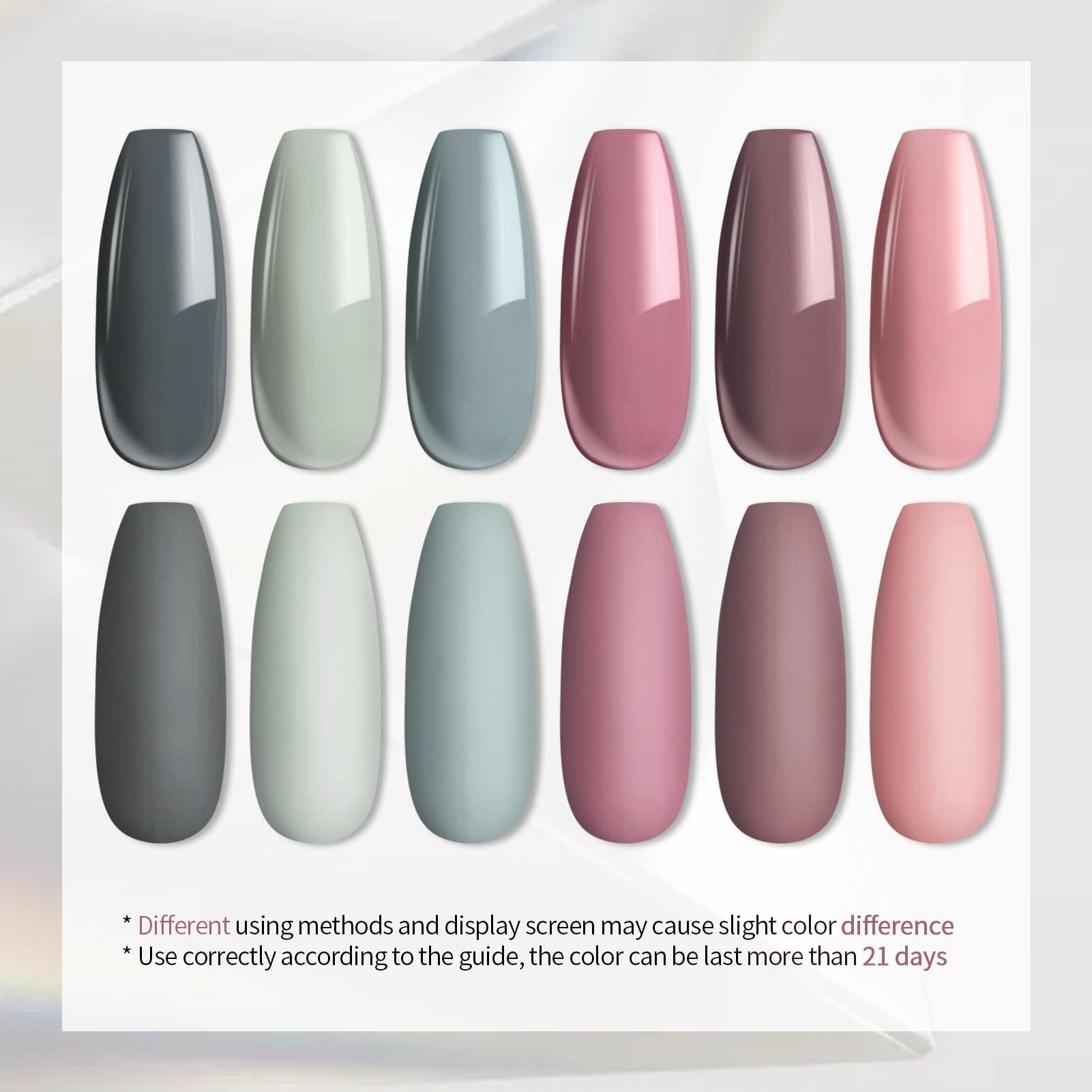 UR SUGAR Gel Nail Polish Set, Nude Gray Pink Nail Polish Series 6 Colors All Seasons Nail Art Set Bridesmaid Beauty Classic Colours Gel LED Soak Off Gel Polish DIY Manicure Kit