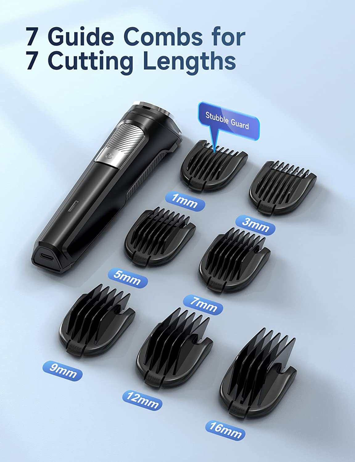 Beard Trimmer Hair Clippers Men, Nose & Ear Trimmer, 9-in-1 Body Groomer Men Kit, Cordless Rechargeable Hair Clippers with 7 Limit Combs, Stainless Steel Blades, Waterproof Razor Extra Long Life