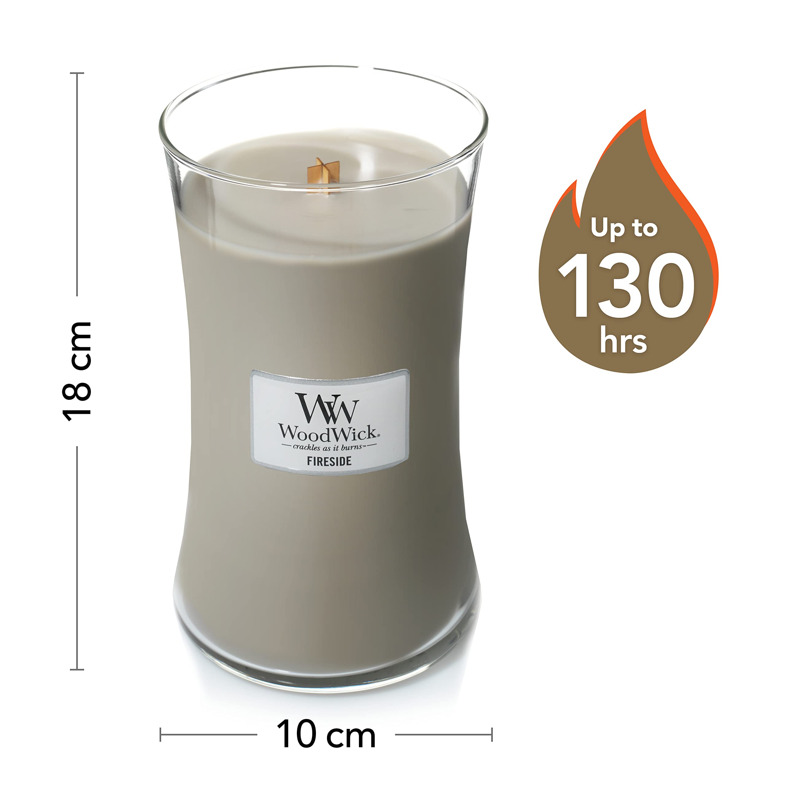 WoodWick Scented Candle with Crackling Wick , Fireside Large Hourglass Candle , Long Burning Candles: Up to 130 Hours , Perfect Christmas Gifts for Women