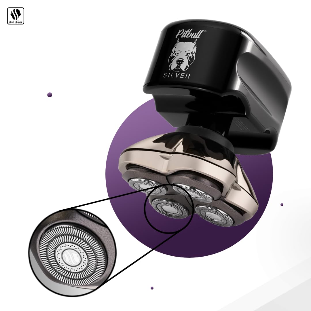 Skull Shaver Silver PRO Men’s Electric Head Shaver Electric Razor for Head and Face (UK Plug)