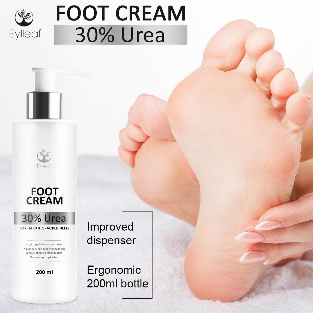 Eylleaf Intensive Foot Repair Cream with 30% Urea, 200ml