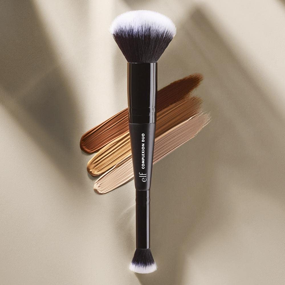 e.l.f. Concealer & Foundation Complexion Duo Brush, 2-in-1 Makeup Brush For Concealer & Liquid & Powder Foundation, Made With Synthetic Bristles