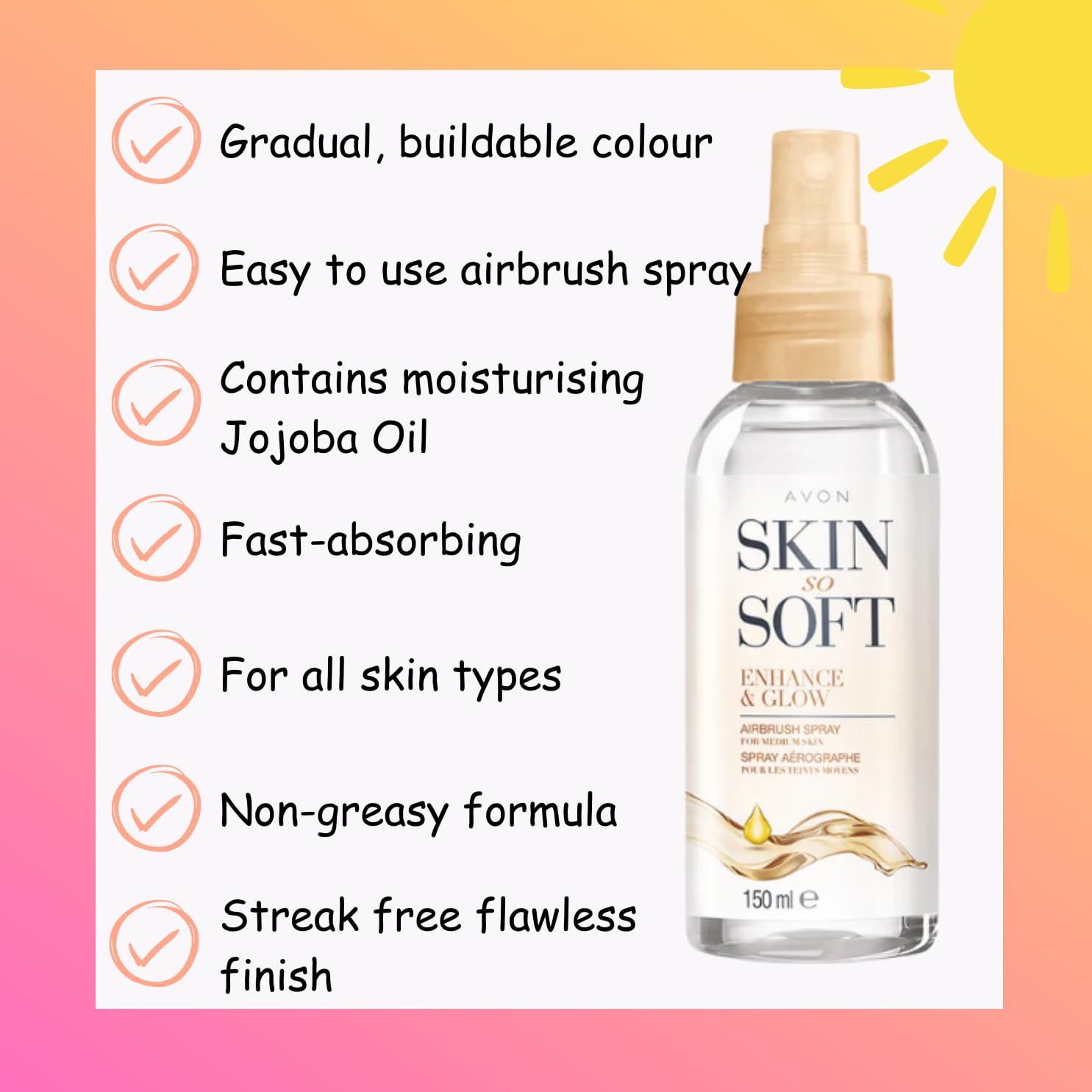 Avon Skin So Soft Airbrush Tanning Spray with Jojoba Oil