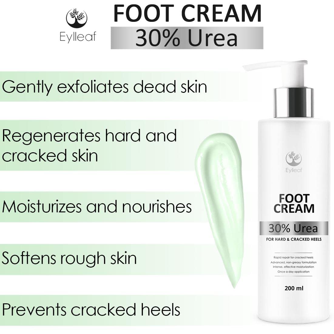 Eylleaf Intensive Foot Repair Cream with 30% Urea, 200ml