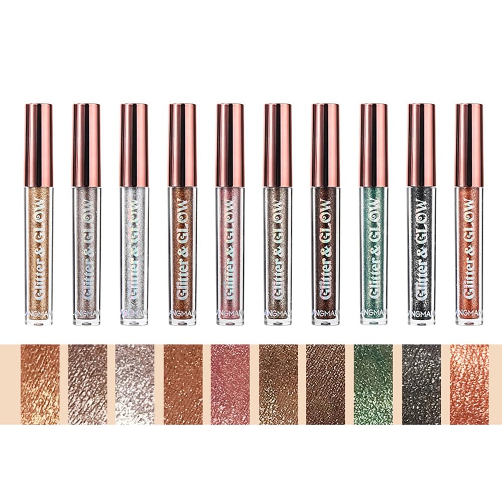 HQDA 10 Colours Glitter Liquid Eyeshadow Set