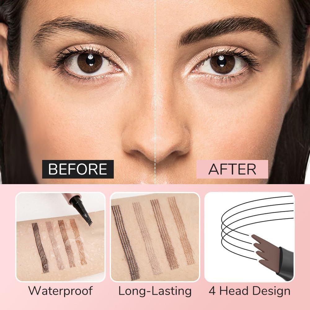 4-Tip Microblading Eyebrow Pen - Dark Brown