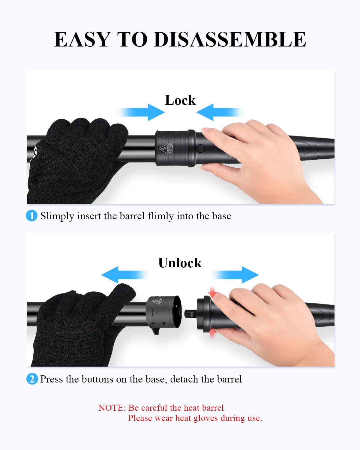 CkeyiN Ceramic Curling Wand, 5 in 1 Hair Curlers Wand with Temperature Control Professional Hair Curler for Long Short Thick Fine Hair with Heat Resistant Glove Curing Tong