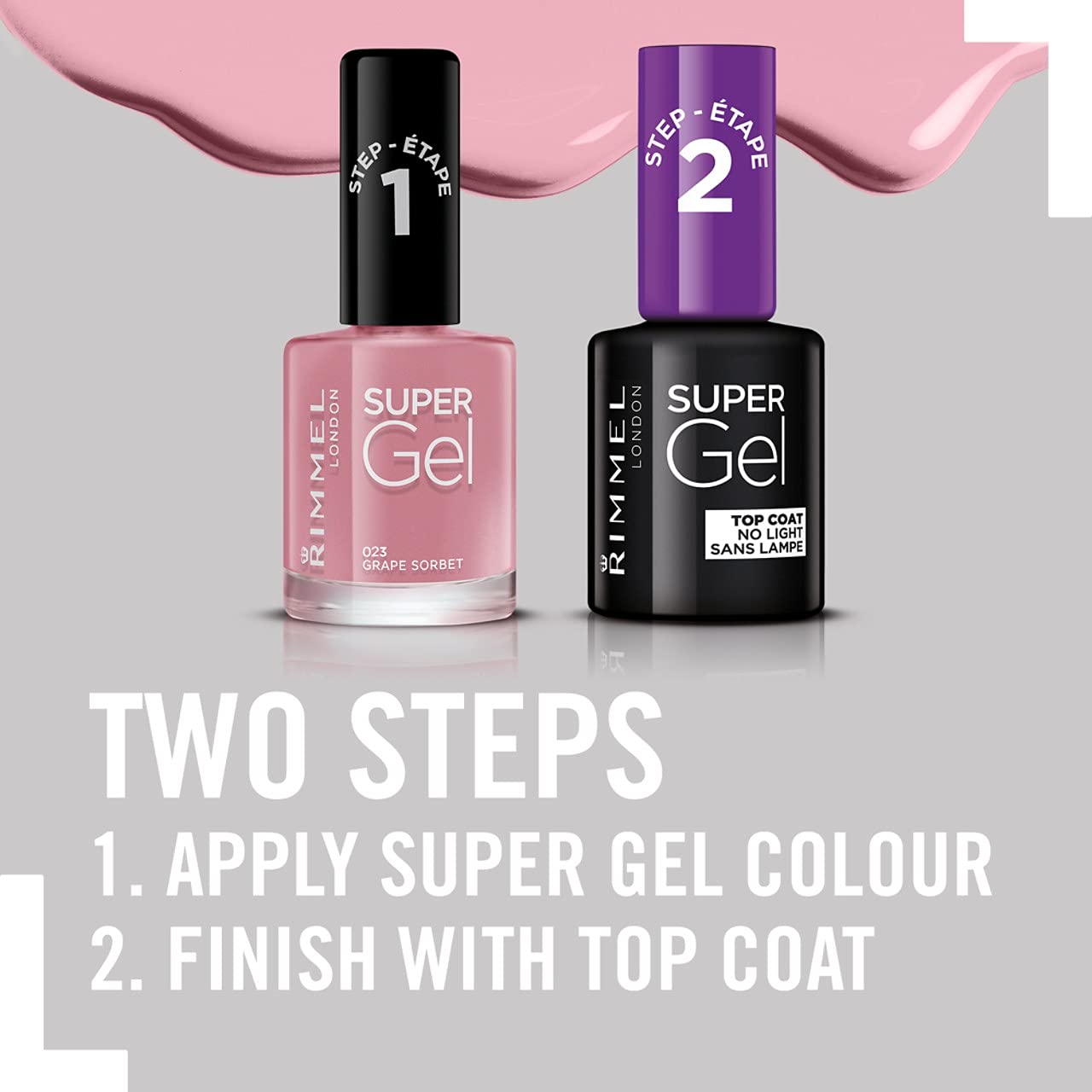 Rimmel London Super Gel Nail Polish, 23 Grape Sorbet, 12 ml (Pack of 1)