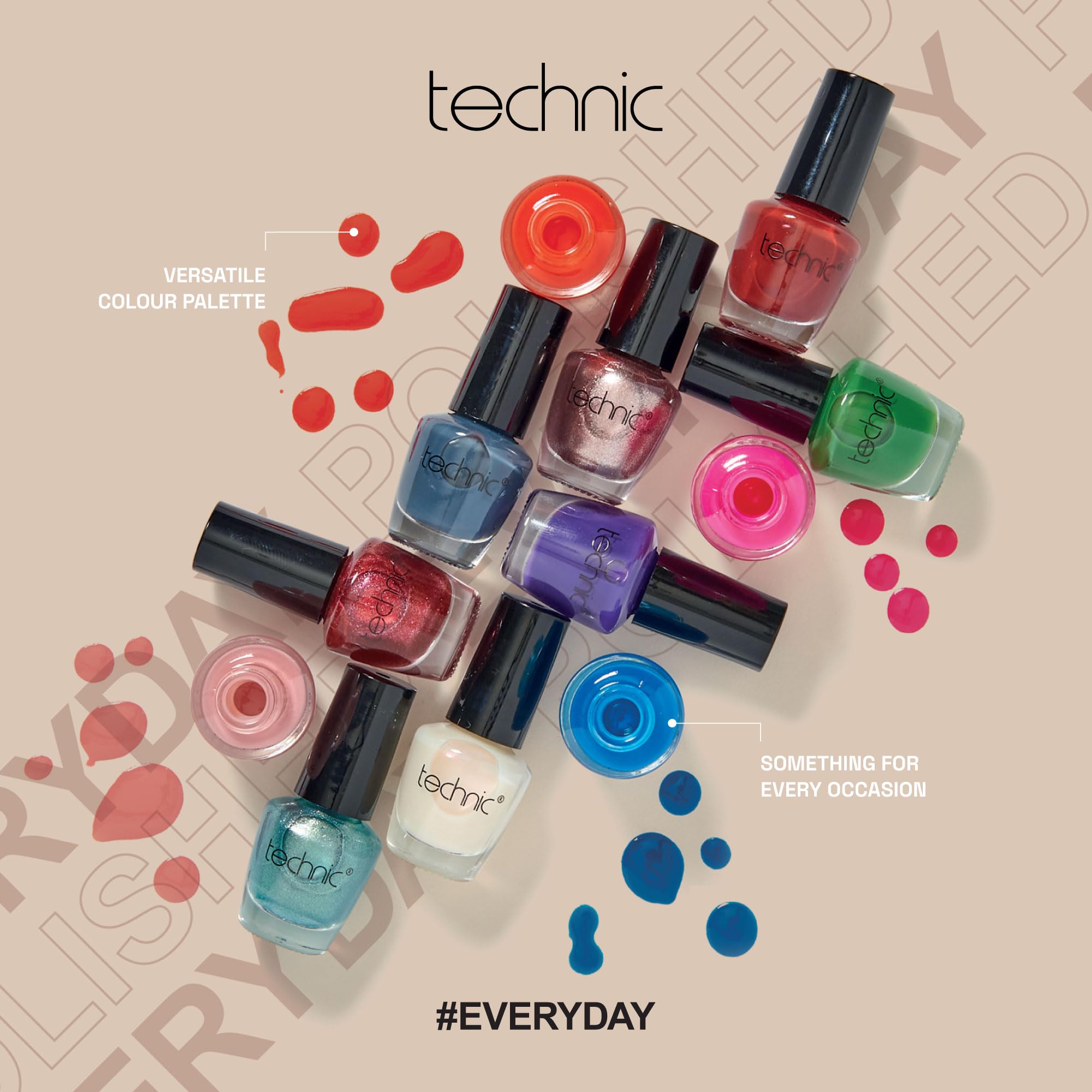 Technic Mini Nail Varnish 12 Piece Gift Set - Selection of Versatile Colours - Vegan & Cruelty Free