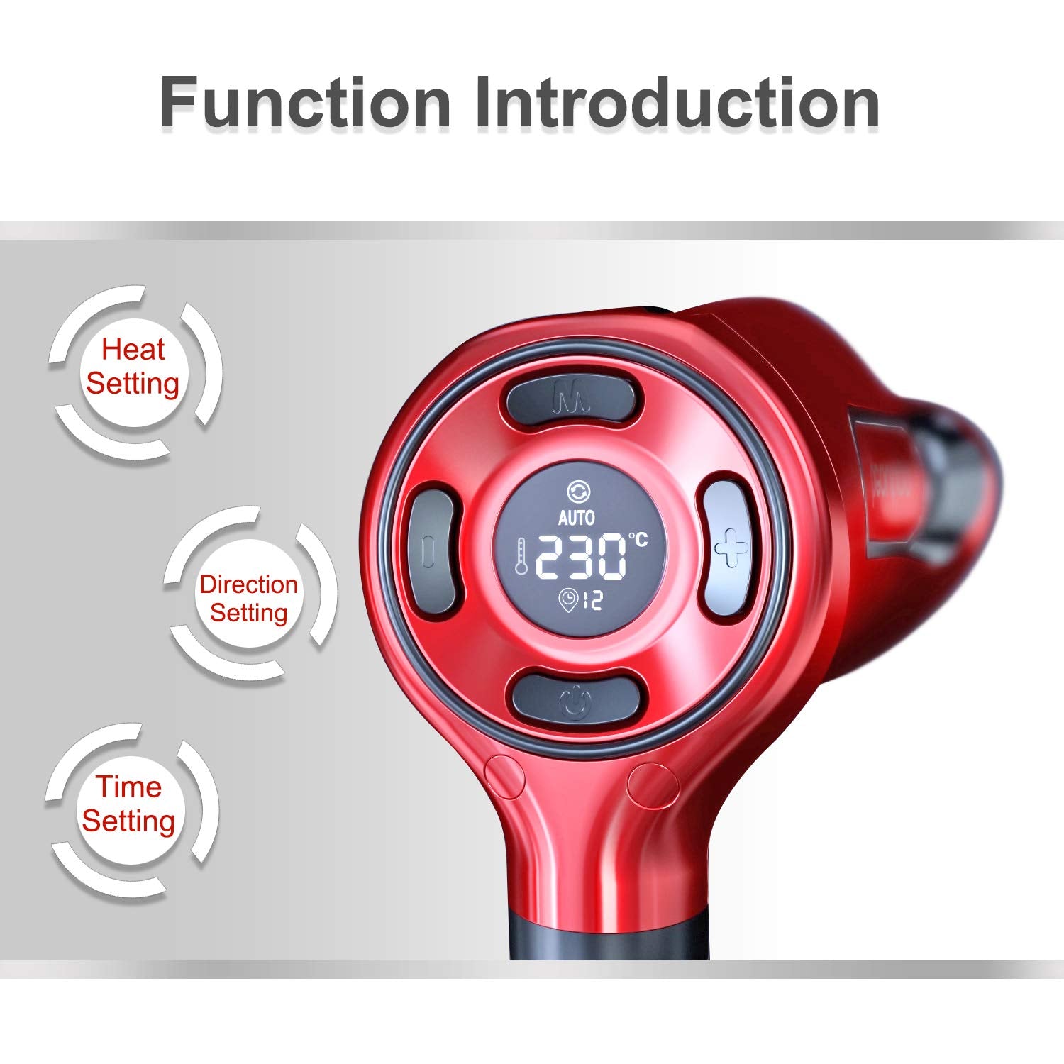 iGutech Automatic Hair Curler with Tourmaline Ceramic Heater and LED Digital red