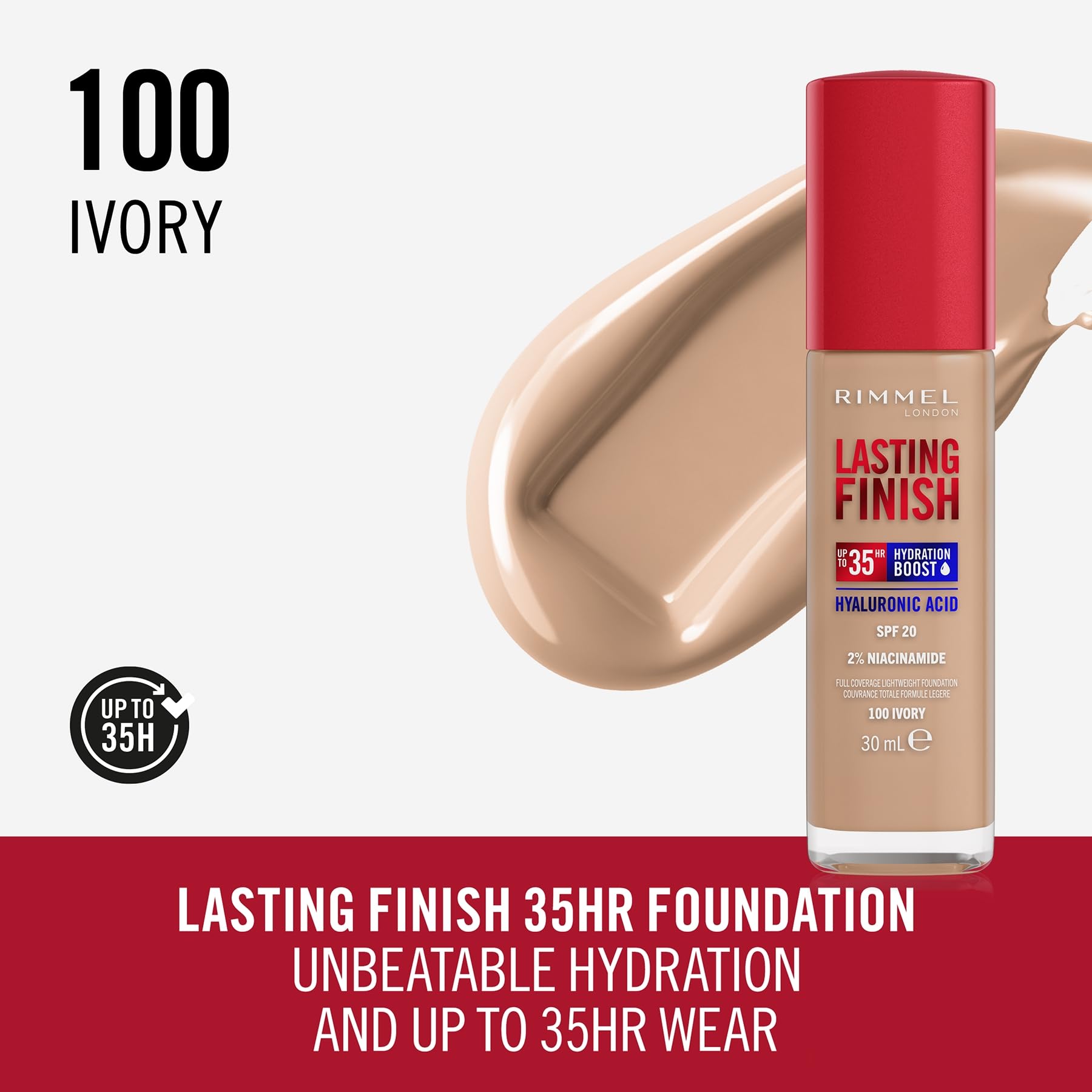 Rimmel Lasting Finish 35Hr Foundation - 100 Ivory