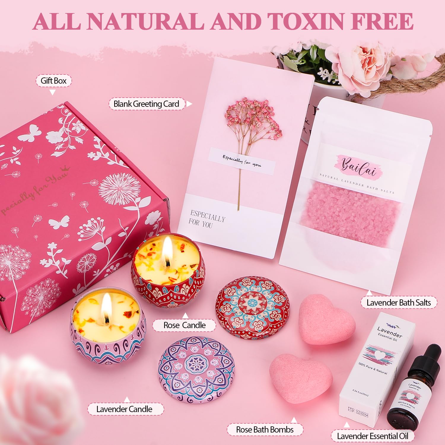 Birthday Pamper Gifts for Women, Unique Self Care Package for Her Pamper Hampers Kit for Women, Relaxation Bath Set Ladies Pamper Gift Sets Get Well Soon Gift for Women Best Friend Bestie Sister Mum