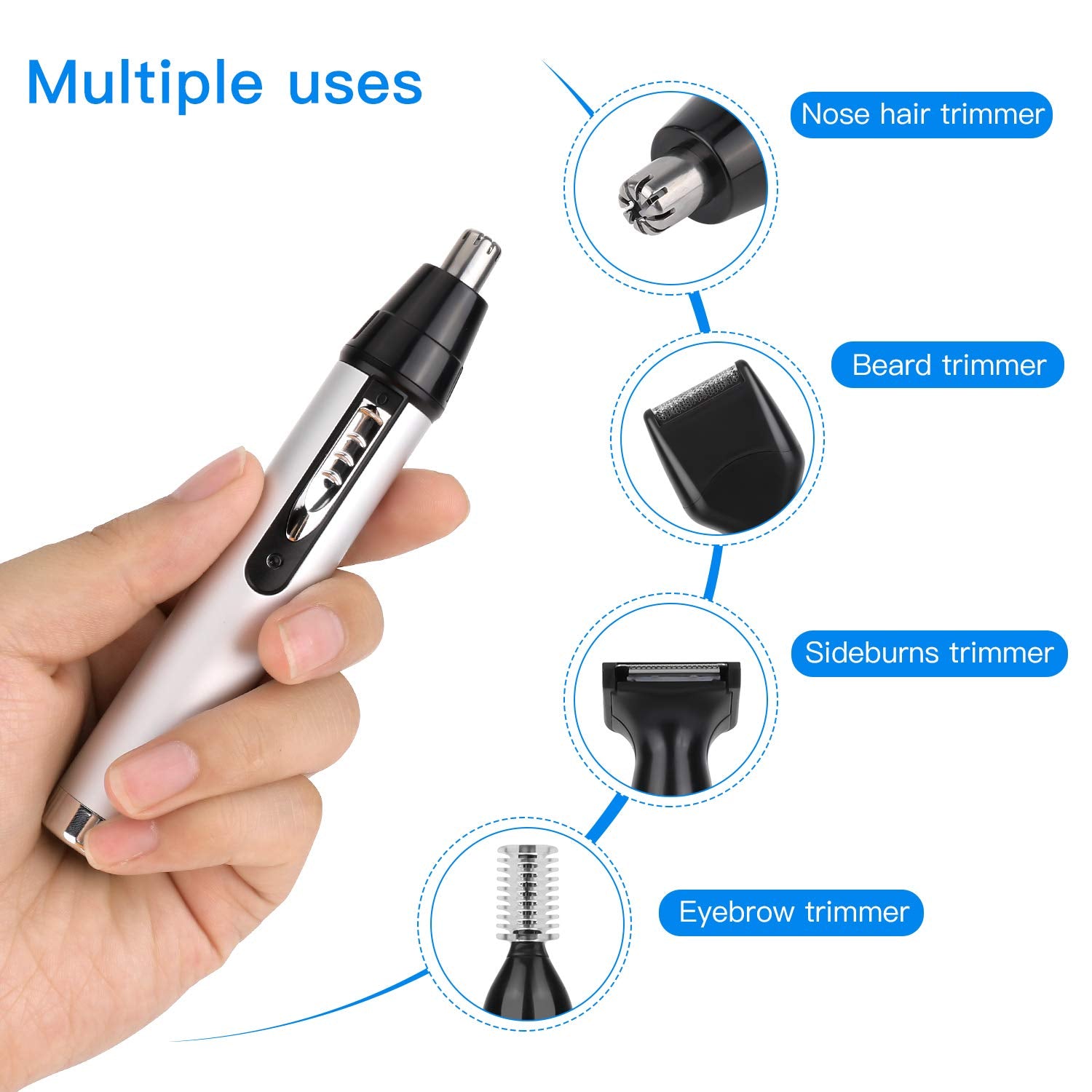 QKURT 4 in 1 USB Nose Hair Trimmer