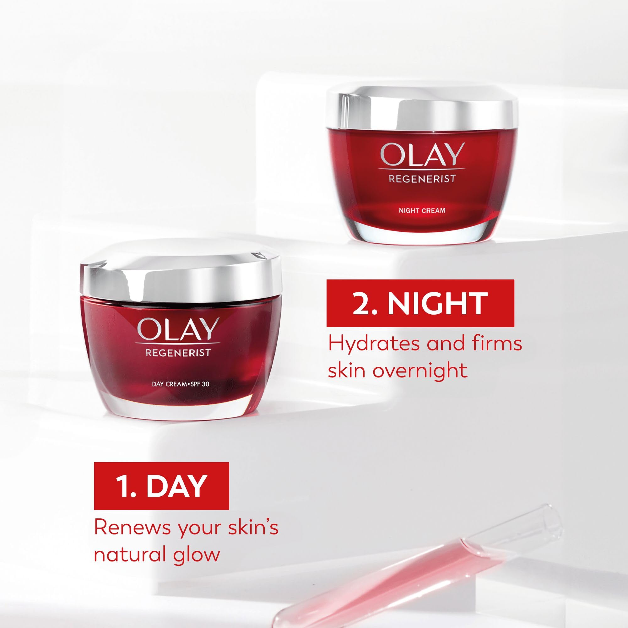 Olay Regenerist 3 Point Firming Anti-Ageing Giftset: Regenerist SPF 30 Day Face Cream 50ml + Regenerist Night Moisturiser 50ml, with Vitamin B3, Amino Peptides and Niacinamide