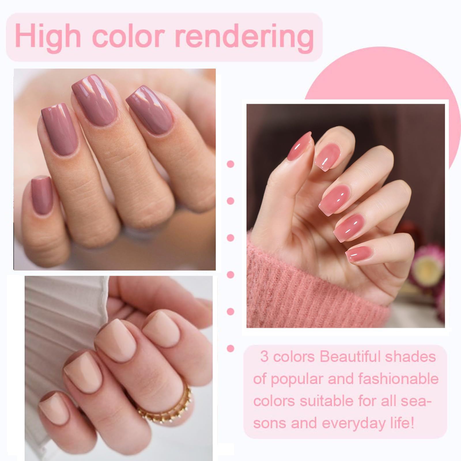 Pink Nail Polish Set - Nude Nail Varnish Set - 3Pcs Nude Pink Cherry Blossom Polish Quick Dry Nail Varnish Gift Set DIY Long Lasting Nail Art Home