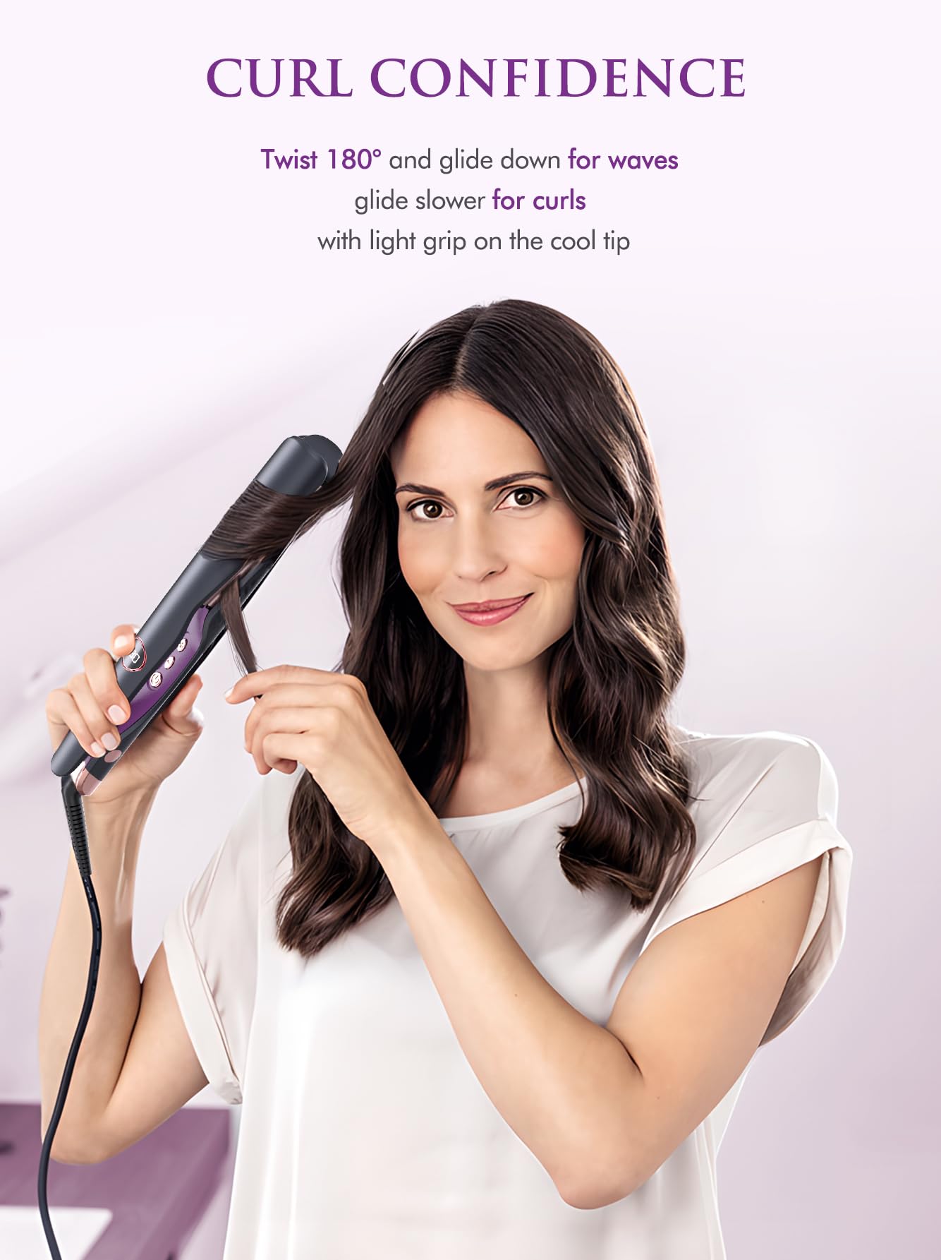 LANDOT Hair Straighteners and Curlers 2 in 1 - Twist Flat Curling Iron Pro Multi-Styler for Curl/Wave/Straighten Hair