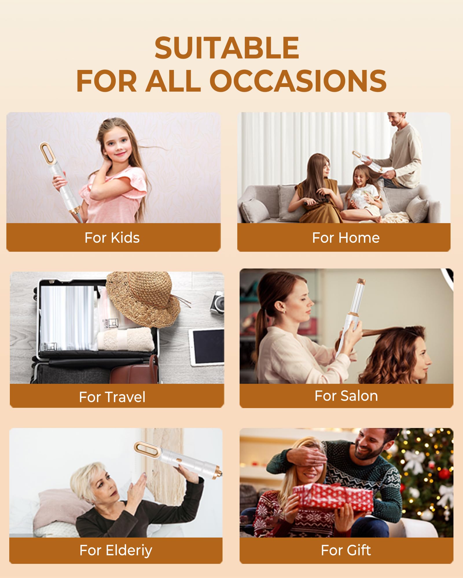 Magic Styler 5 in 1 Hair Styler, UKLISS Airstyler for Women, 1000W Hair Dryer Brush with Auto Wrap Air Curler Wand, Hair Straightener Brush, Round Brush Hair Dryer for Volumise, Curls, Style