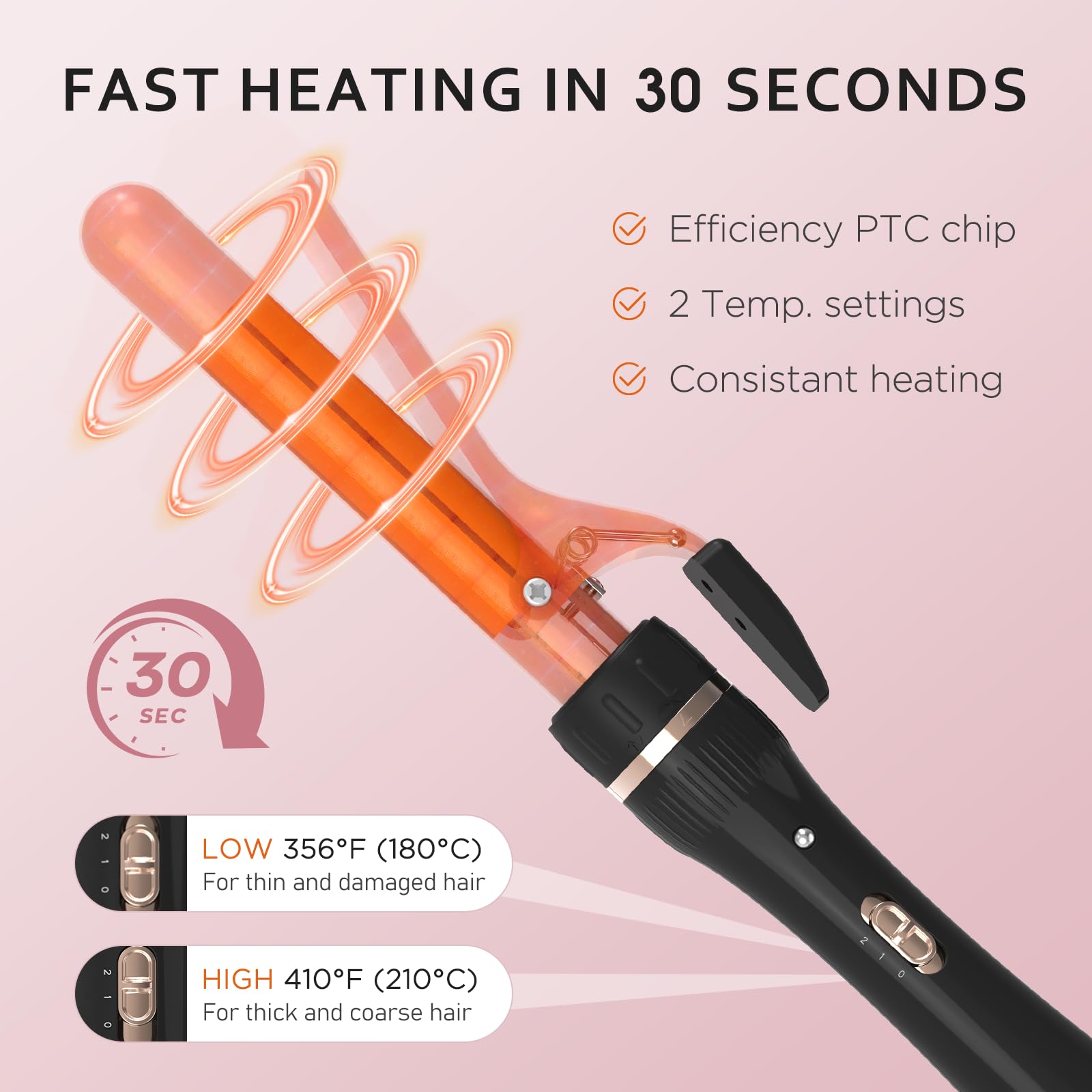 janelove Hair Curler,3 in 1 Curling Wand Set with Thermal Brush for Natural Curls,13 and 25mm Ceramic Curling Wand for Long Hair,Interchangeable Hair Curler Wand Set with 38mm Curling Brush