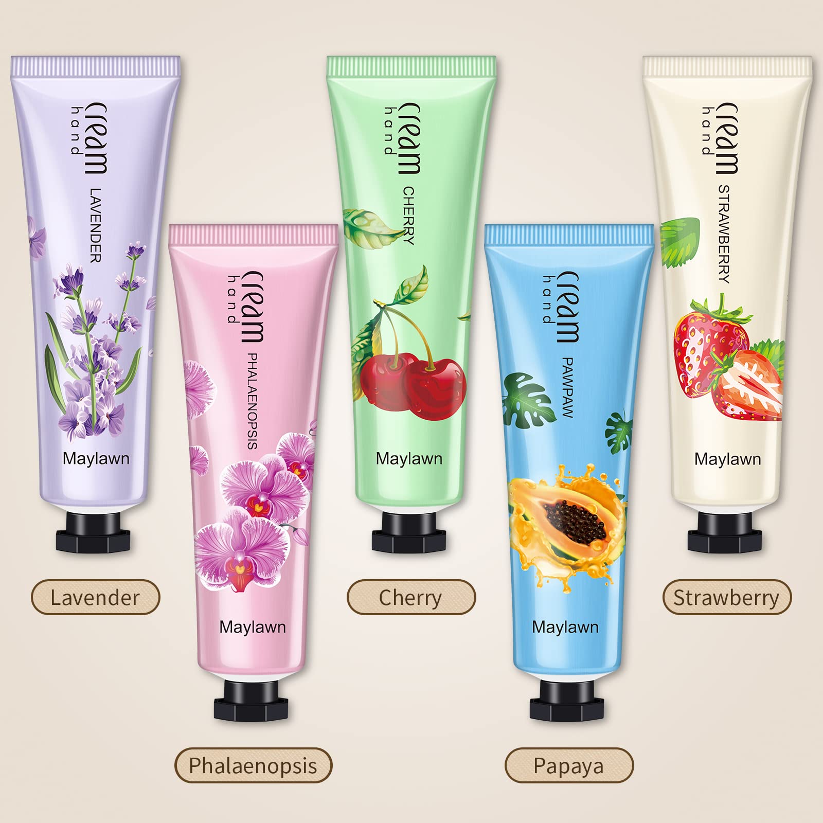 Maylawn Hand Cream, 5 x 30ml, Hand Cream Gift Sets, Pack of 5, Vegan Friendly and Cruelty Free, Perfect for Birthday Mothers day Gifts idea For Her/Him