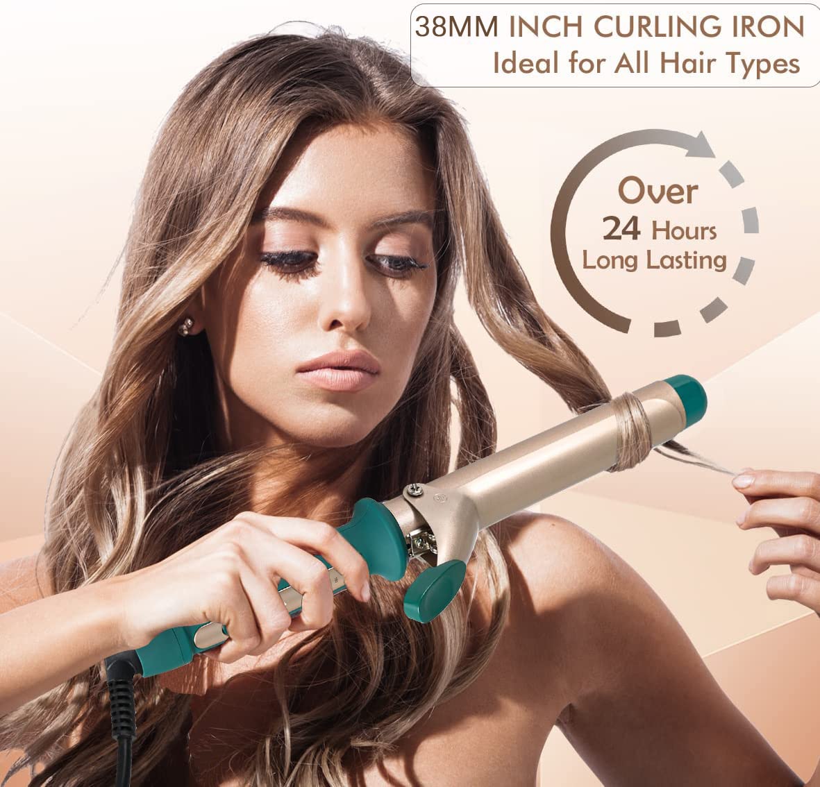 Hair Curler 38mm Large Barrel Curling Tongs Big Curls for Long & Medium Length Hair Waver Styling Thick Wide Curling Iron with 120°C-210°C Adjustable Temperature for Women