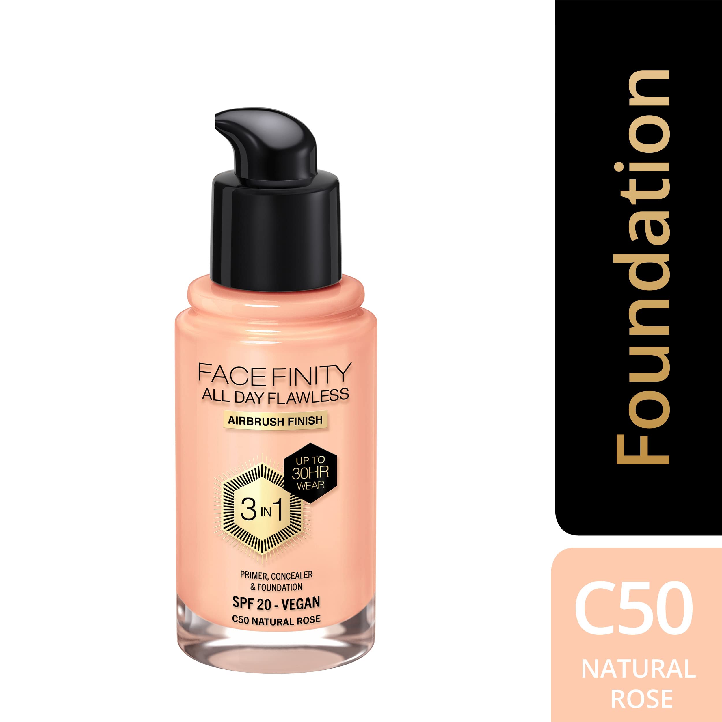 MAX FACTOR Facefinity All Day Flawless Foundation - C50 Natural Rose - 30ml