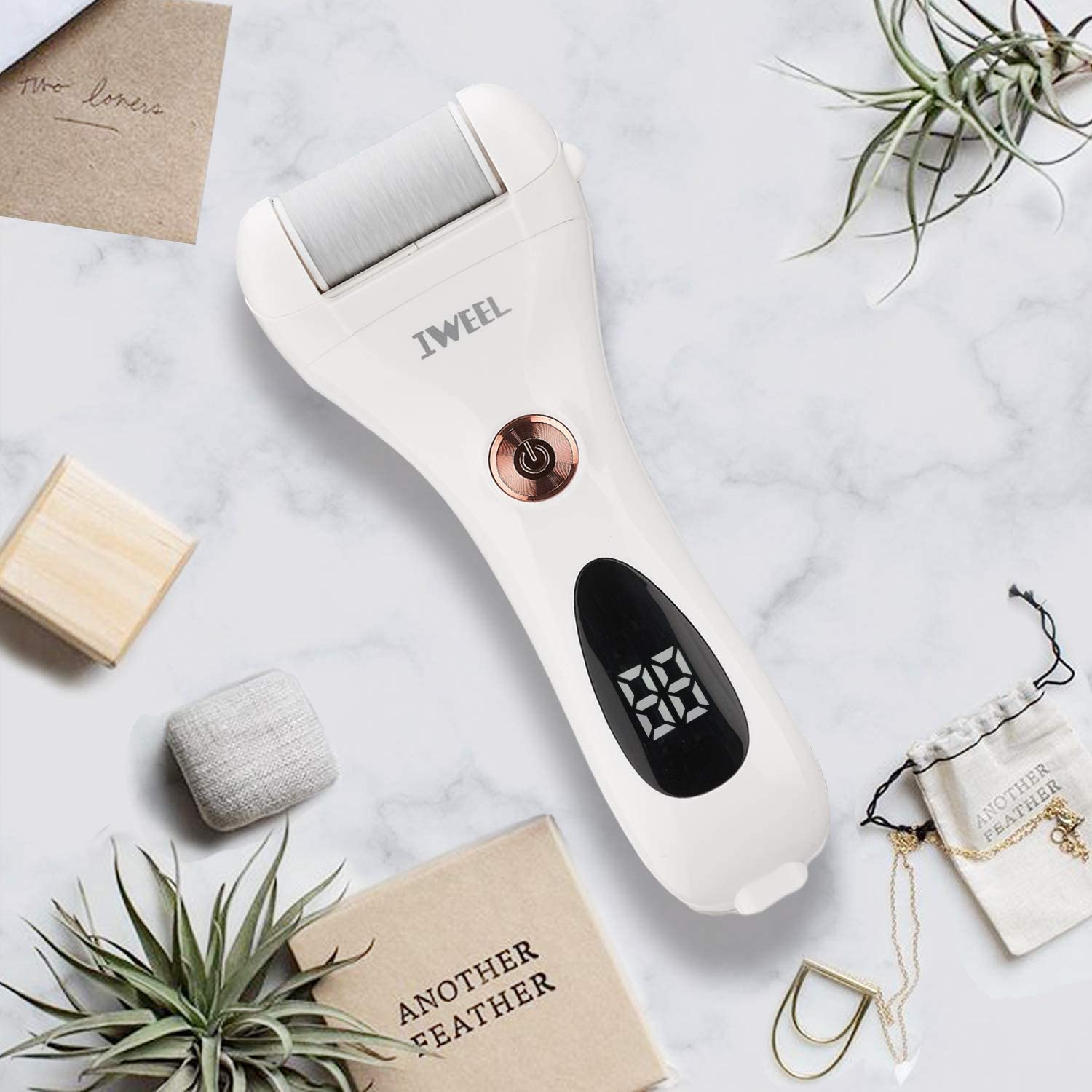 IWEEL Waterproof Rechargeable Electric Foot File with 5 Roller Heads