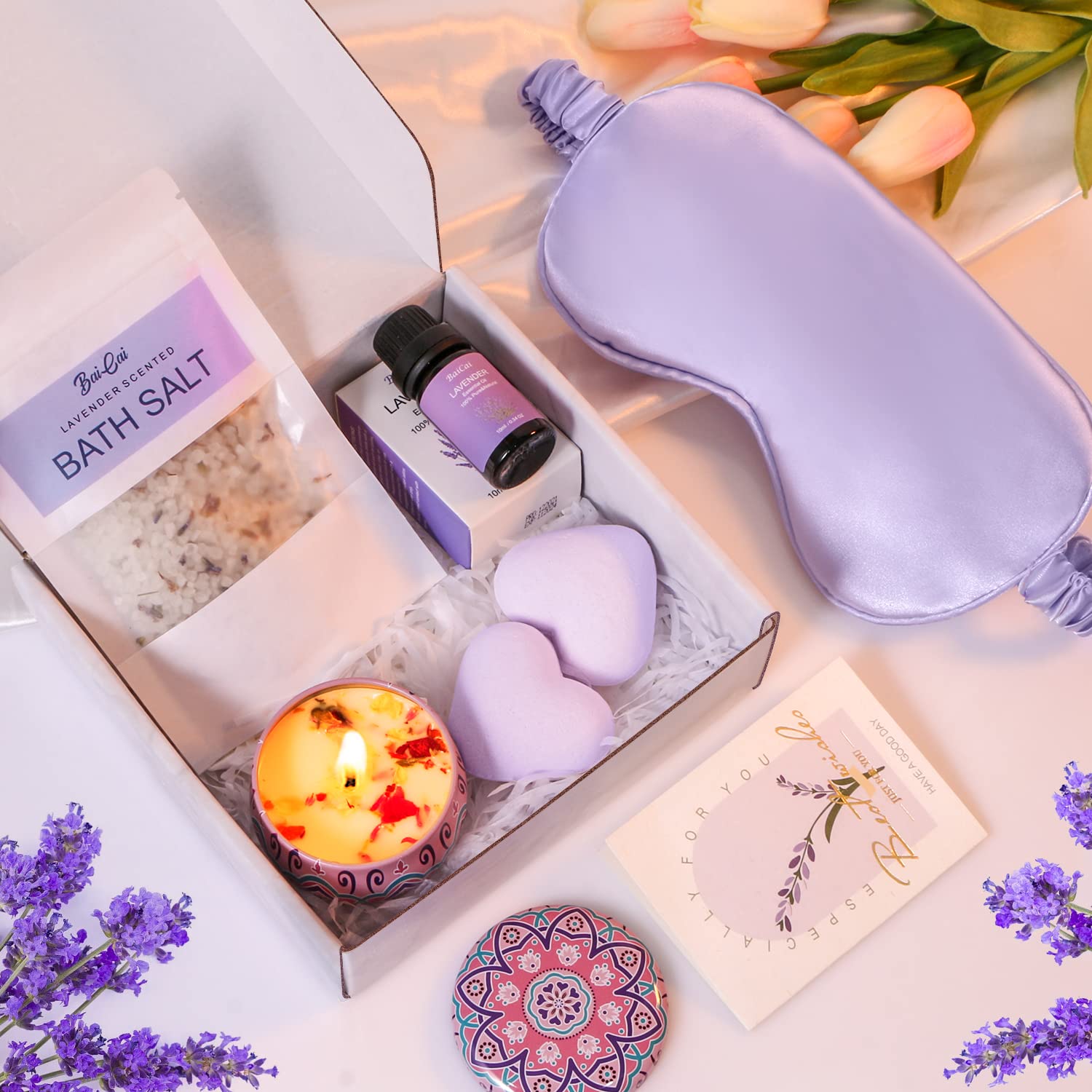 BaiCai Lavender Self-Care Pamper Gift Set