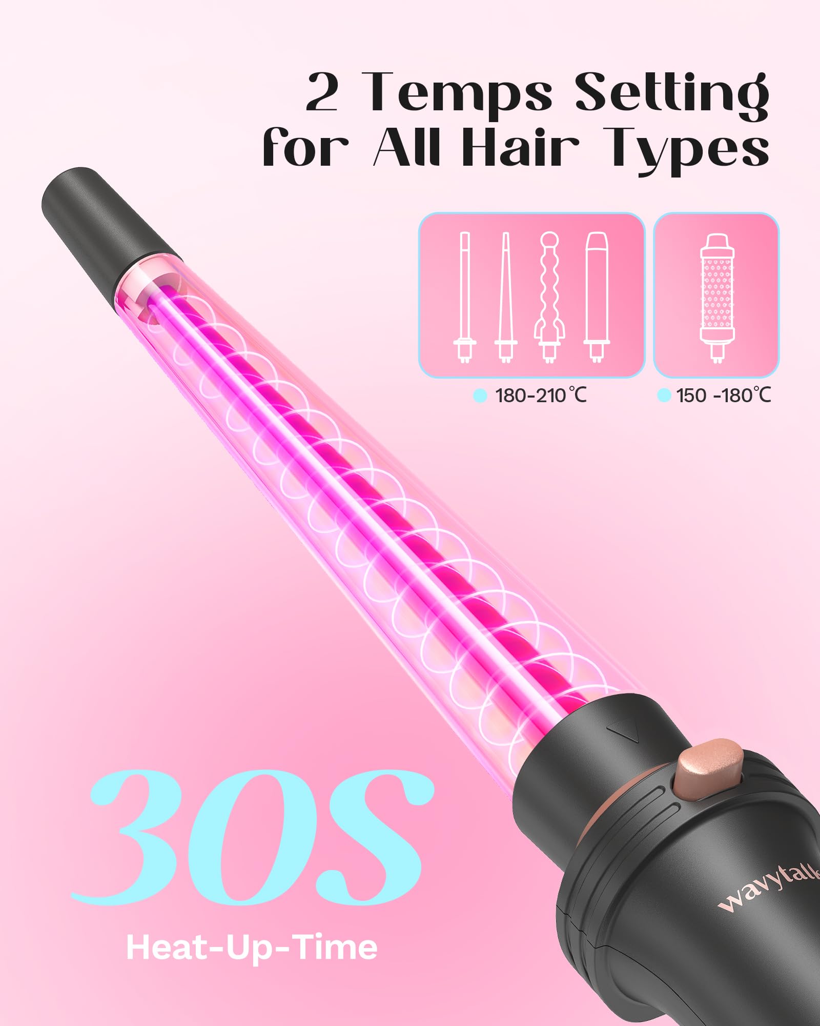 Wavytalk 5 in 1 Curling Wand Set with Interchangeable Wands