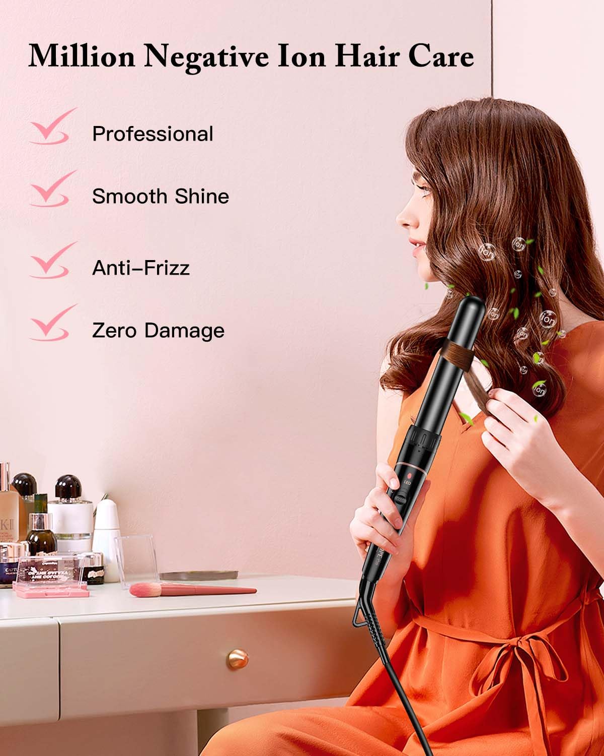 BESTOPE PRO Hair Curler 6-in-1 Curling Wand Set, Curling Iron with 2 Temperature Control, Curling Tongs with Heat-Resistant Glove and 2 Hair Clips