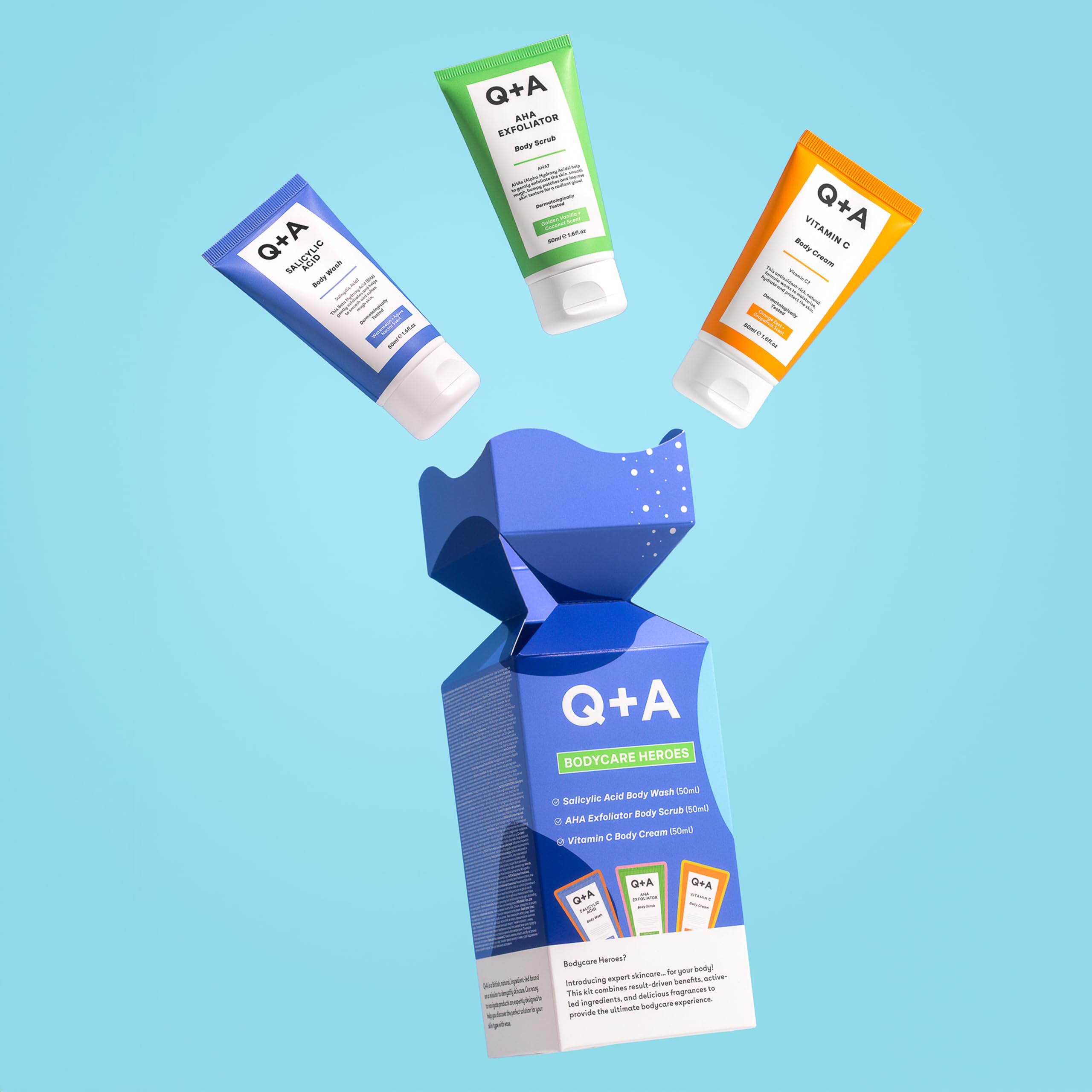 Q+A Bodycare Heroes Giftset: 3-Step Travel Skincare Routine