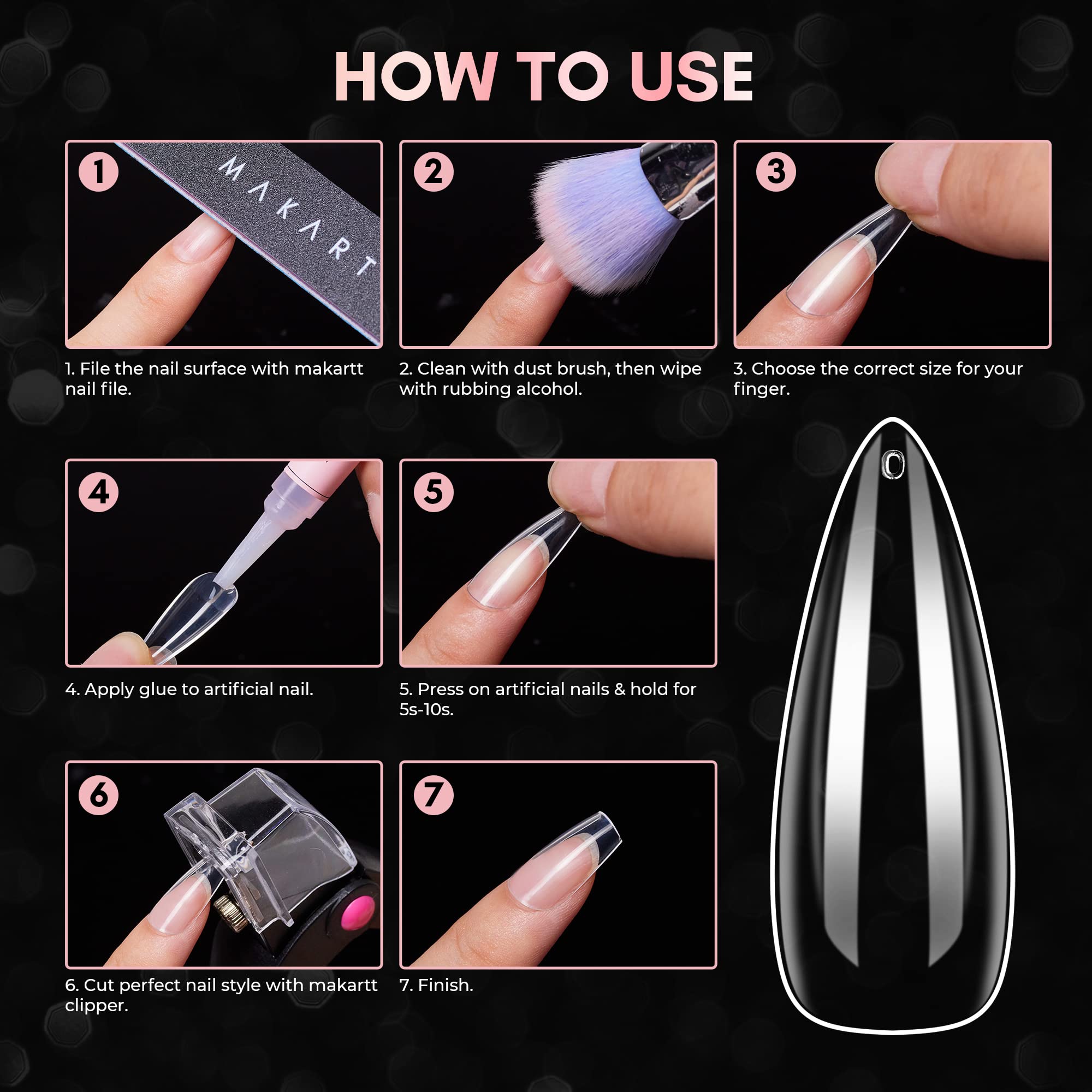 Makartt False Nails, Nail Tips 500pcs, Full Cover False Nails Short, Clear Press on Nails, Fake Nails, Acrylic Nail Tips Clear Tips for Acrylic Nails with Bag