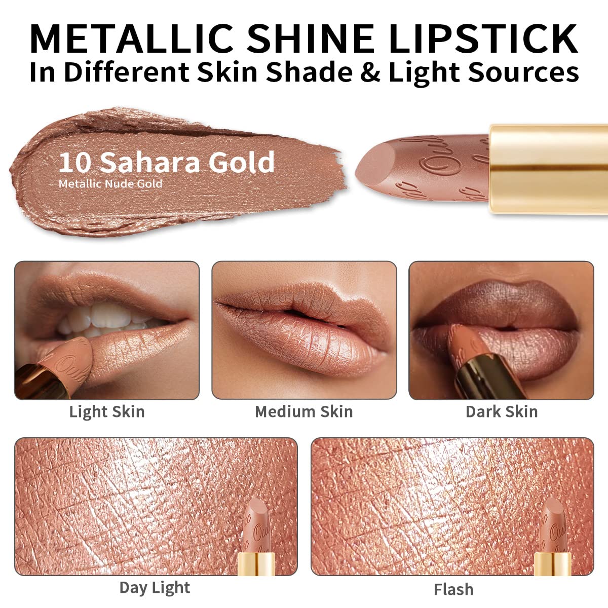 OULAC Sahara Gold Metallic Shine Lipstick