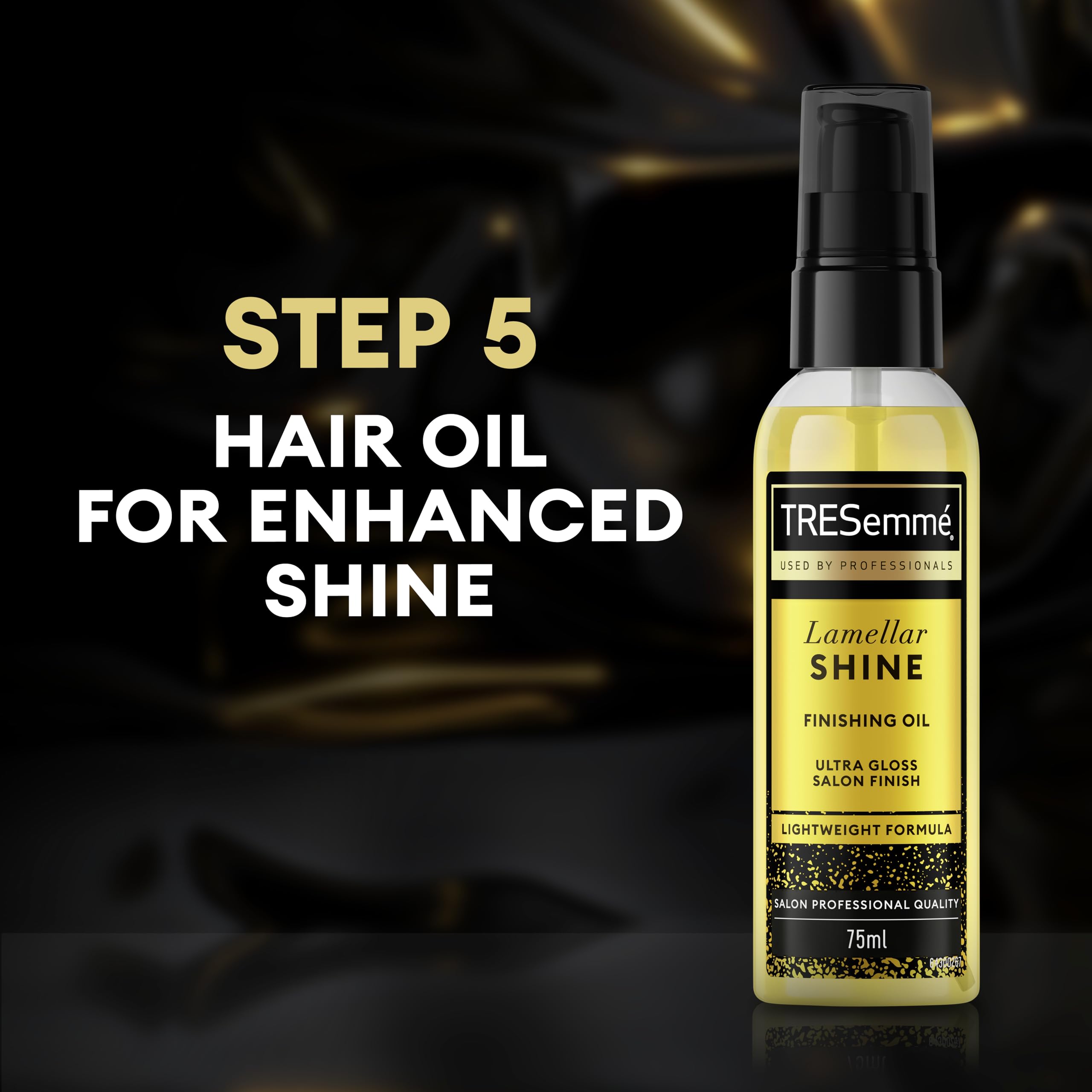 TRESemmé Lamellar Shine Finishing Hair Oil with patented Lamellar Technology lightweight hair treatment for an ultra-glossy salon finish 75 ml