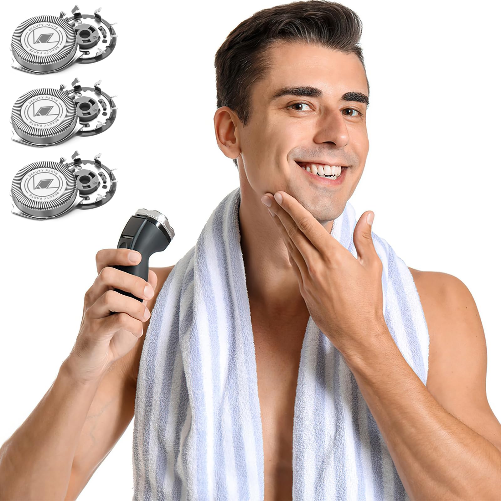 3 Pack Replacement Shaver Heads for Philips, Series 1000, 2000, 3000, Replacement Blades for Philips with Cleaning Brush, Compatible with Phillips Series AT8xx/AT7xx/PT7xx