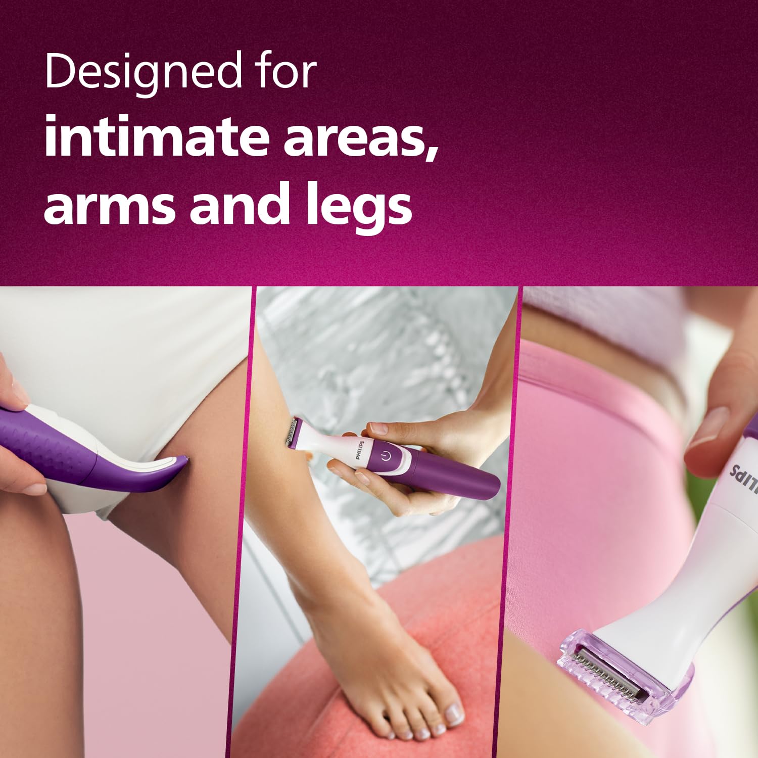 Philips BRT383/15 BikiniGenie Trimmer, Purple