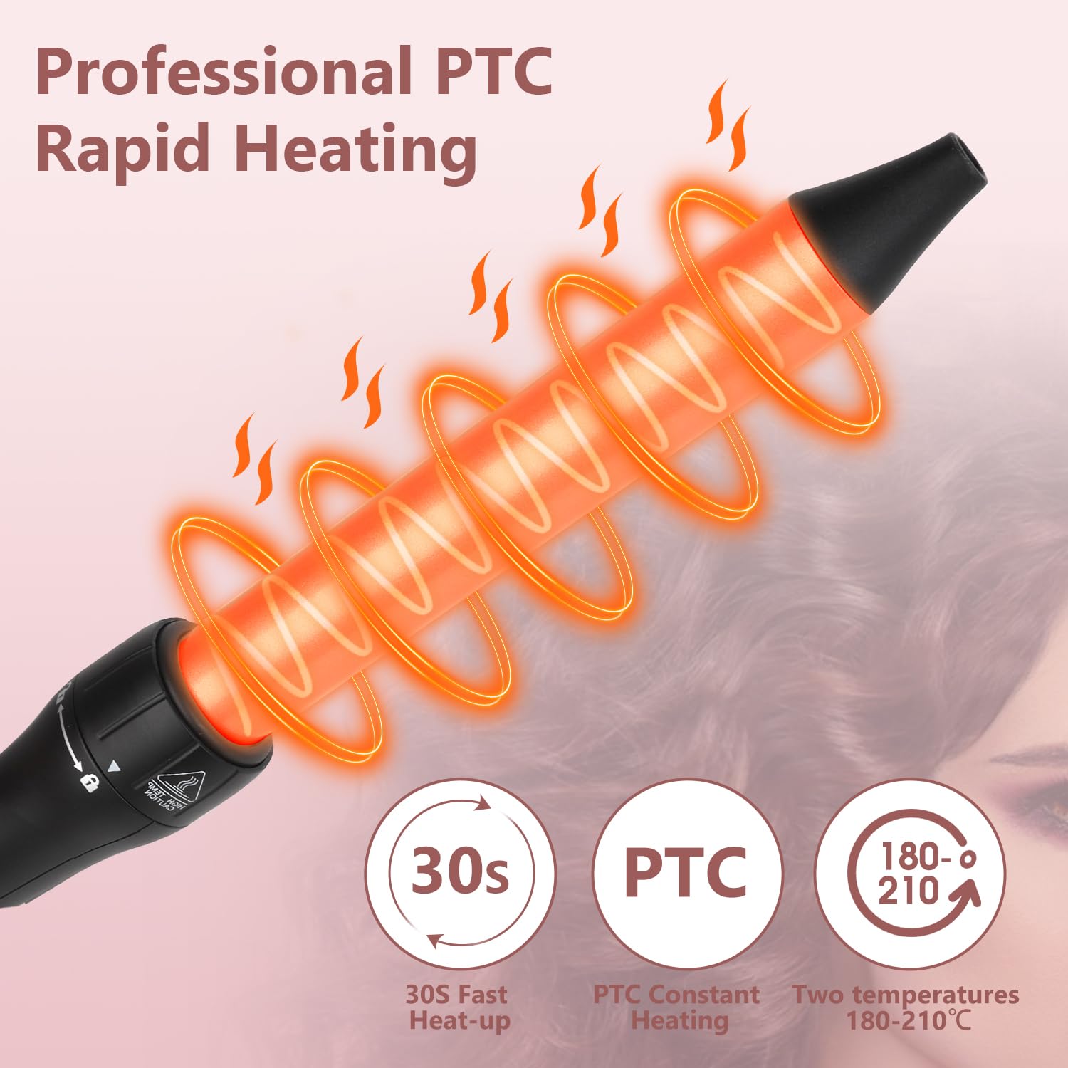 Hair Curler, LAYADO 5 in 1 Curling Wand Set with 3 Barrel Hair Waver and 4 Interchangeable Ceramic Curling Tongs 9-32MM, Two Temperature Adjustments Curling Iron for Long Medium Short Hair