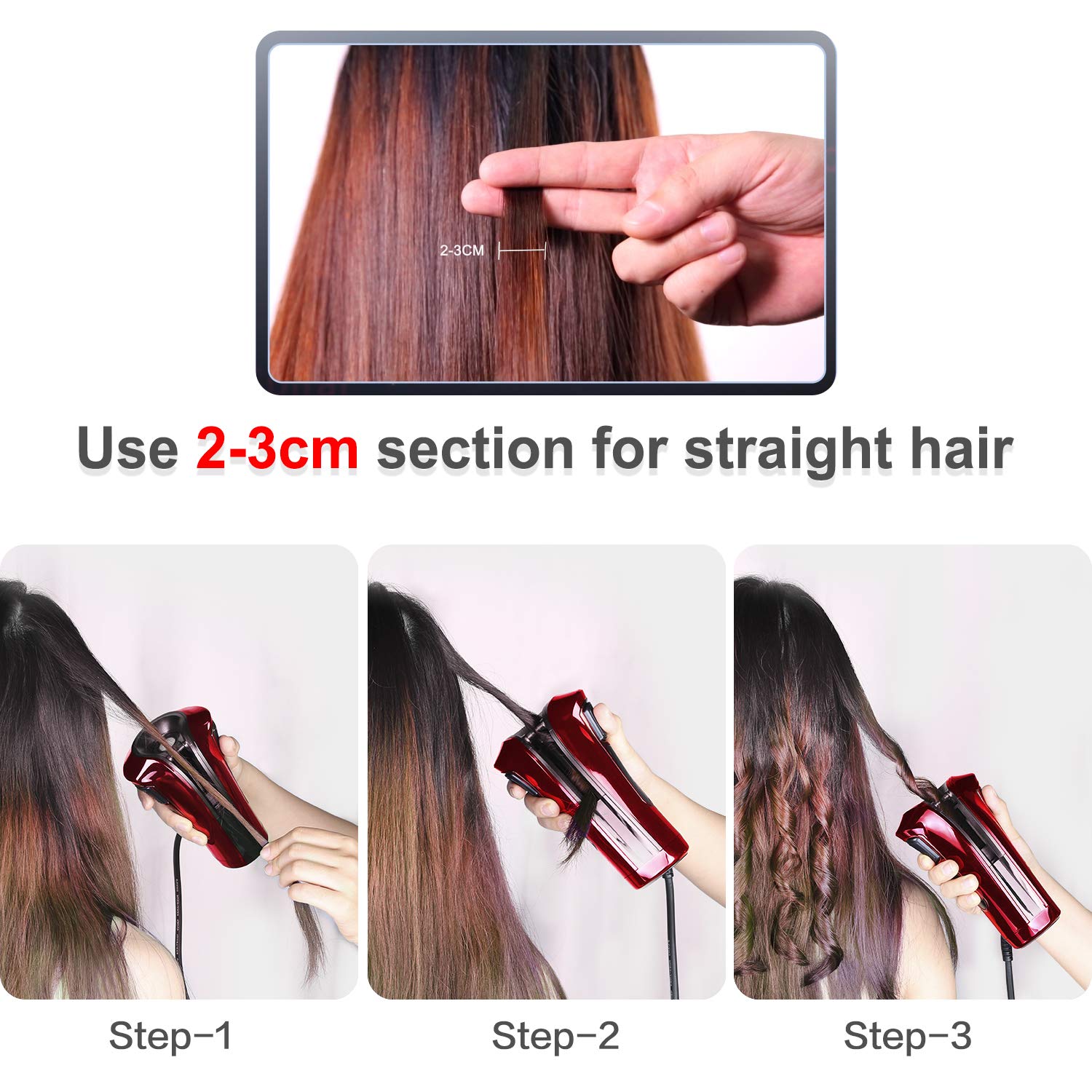 iGutech Automatic Hair Curler with Tourmaline Ceramic Heater and LED Digital red