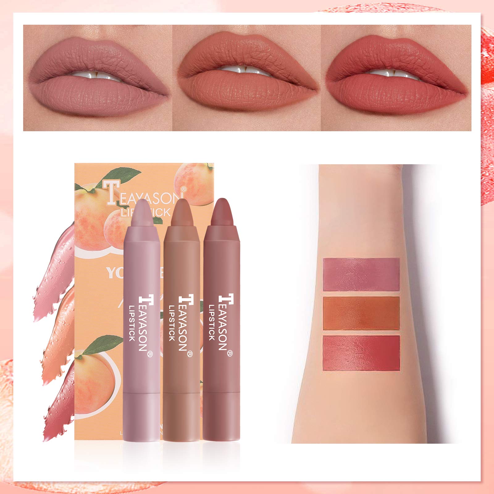 Mimore 3-Piece Fruit-Flavoured Matte Lipstick Set